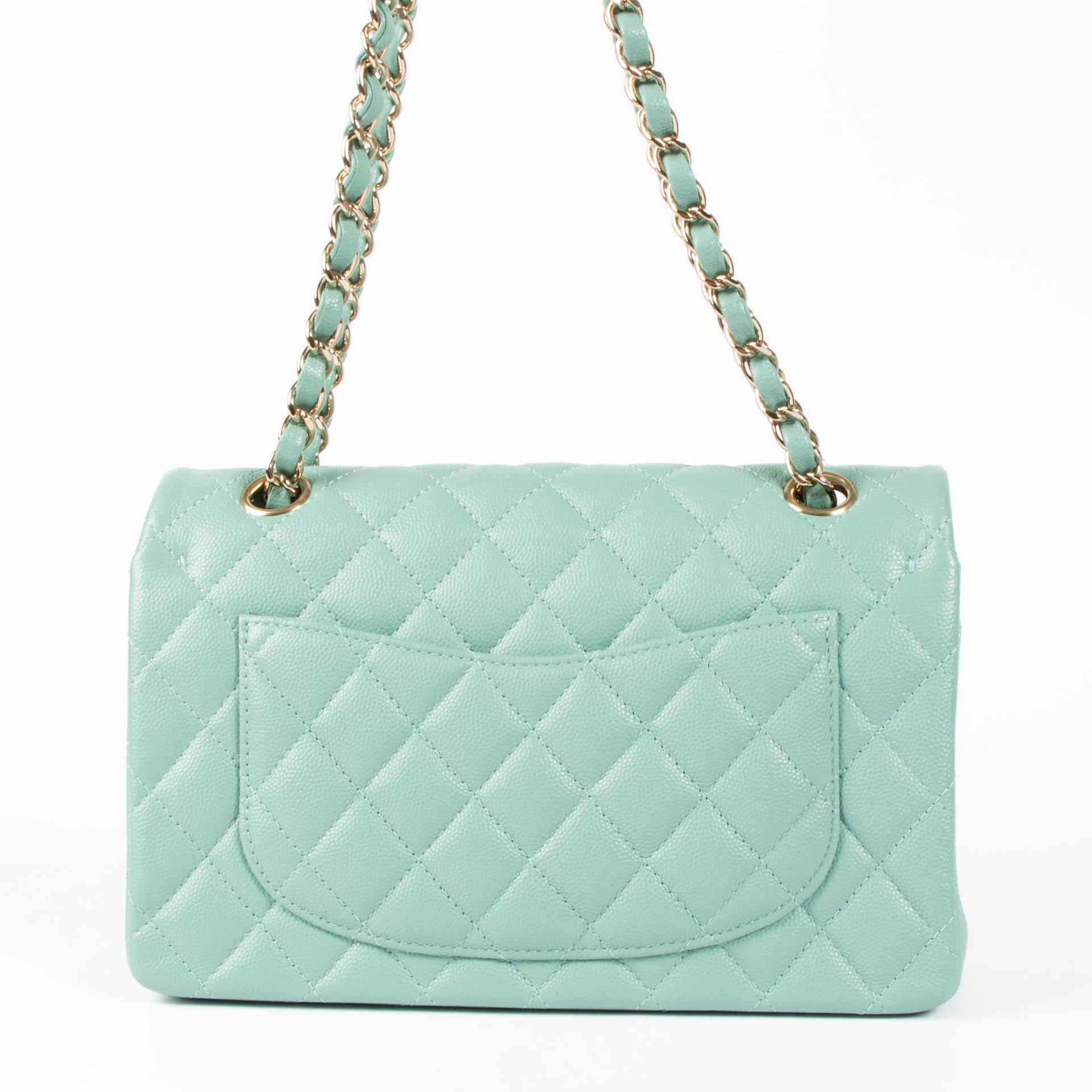 Chanel 21S Tiffany Green Caviar Small Classic Handbag