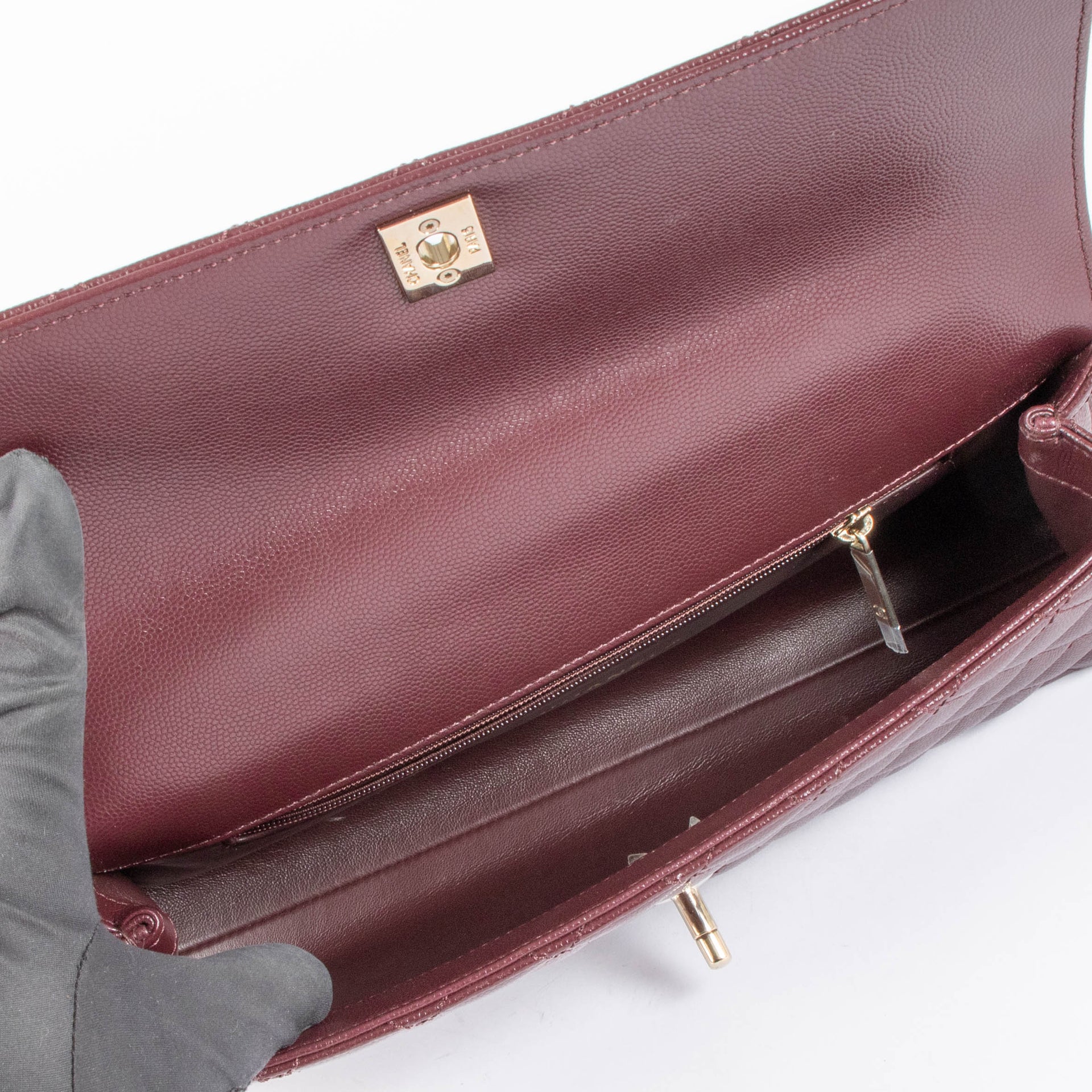 Chanel Burgundy Maxi Flap Top Handle Caviar
