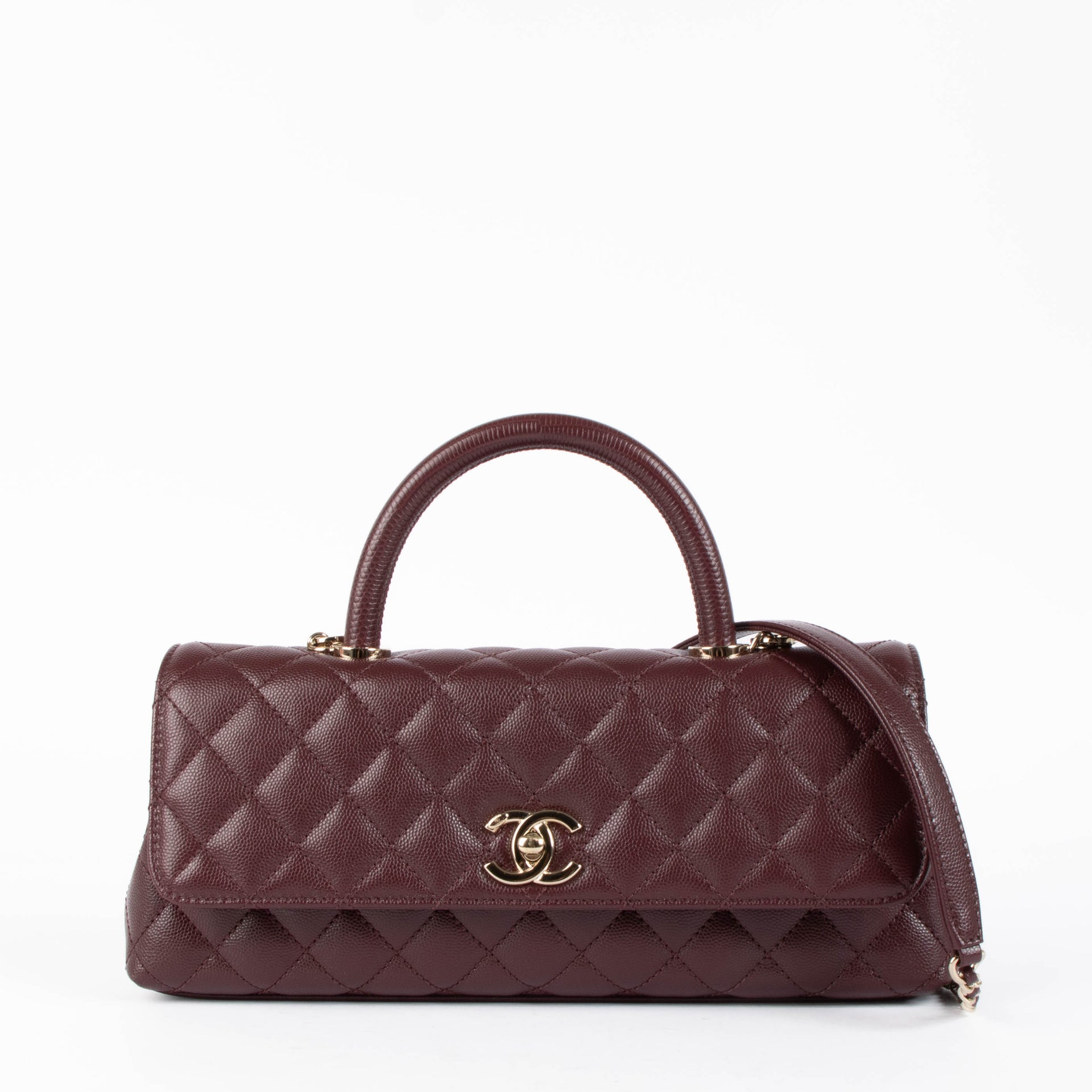 Chanel Burgundy Maxi Flap Top Handle Caviar