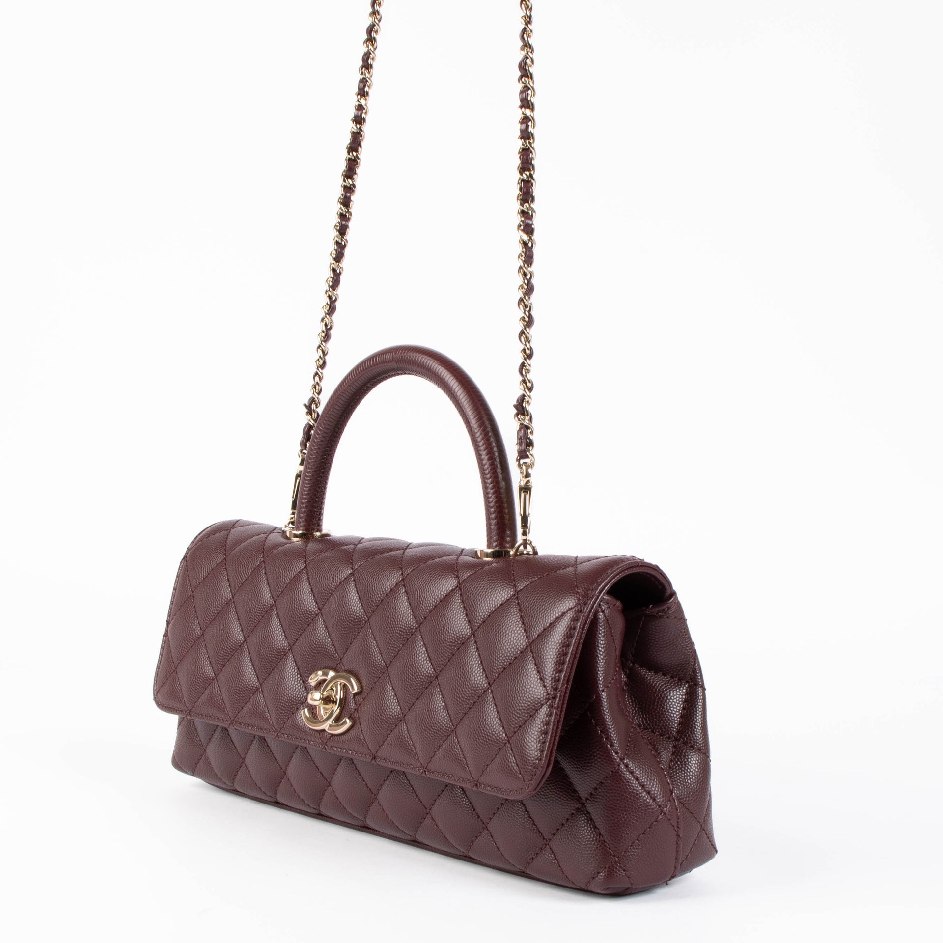 Chanel Burgundy Maxi Flap Top Handle Caviar