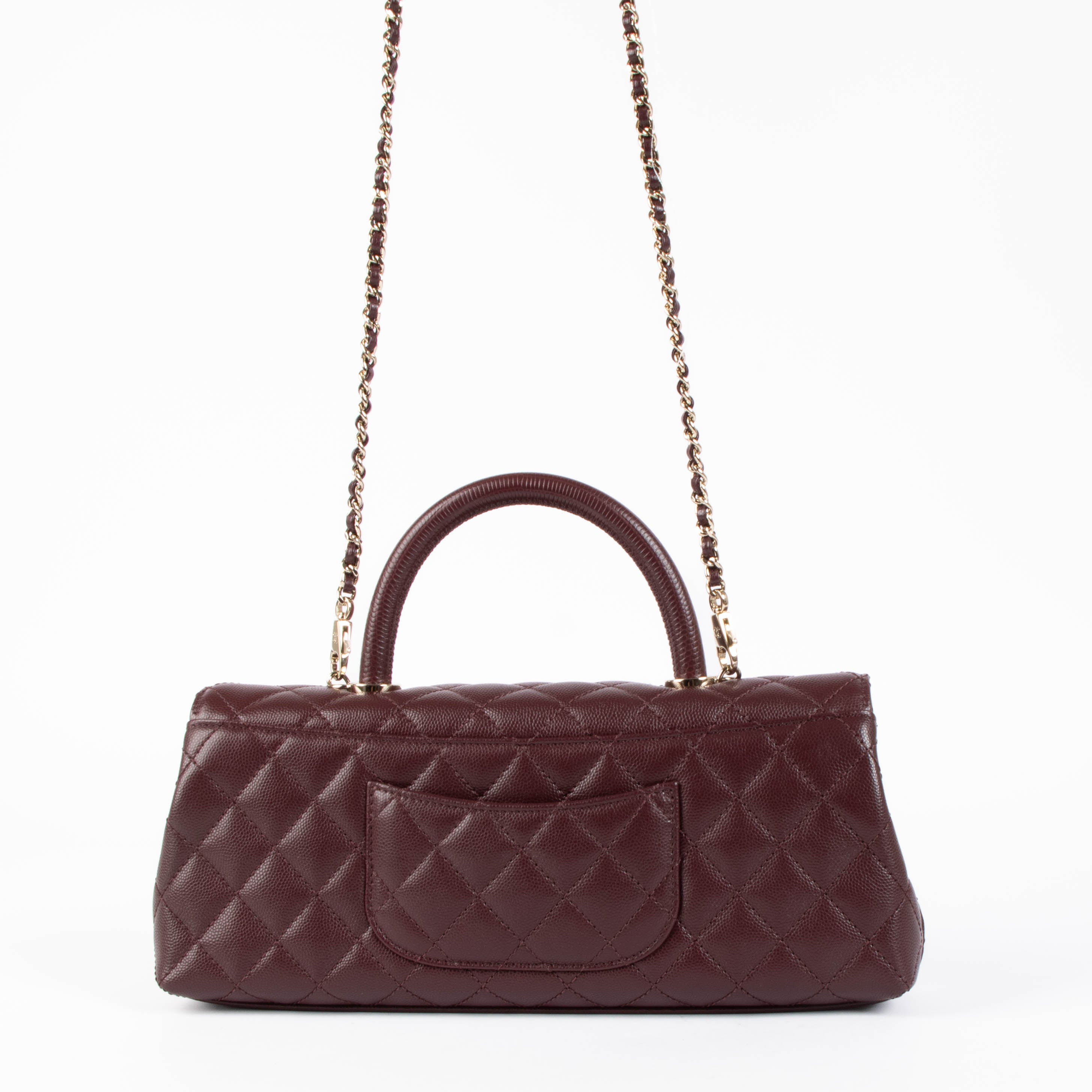 Chanel Burgundy Caviar Maxi Flap Coco Handle Bag – Labellov
