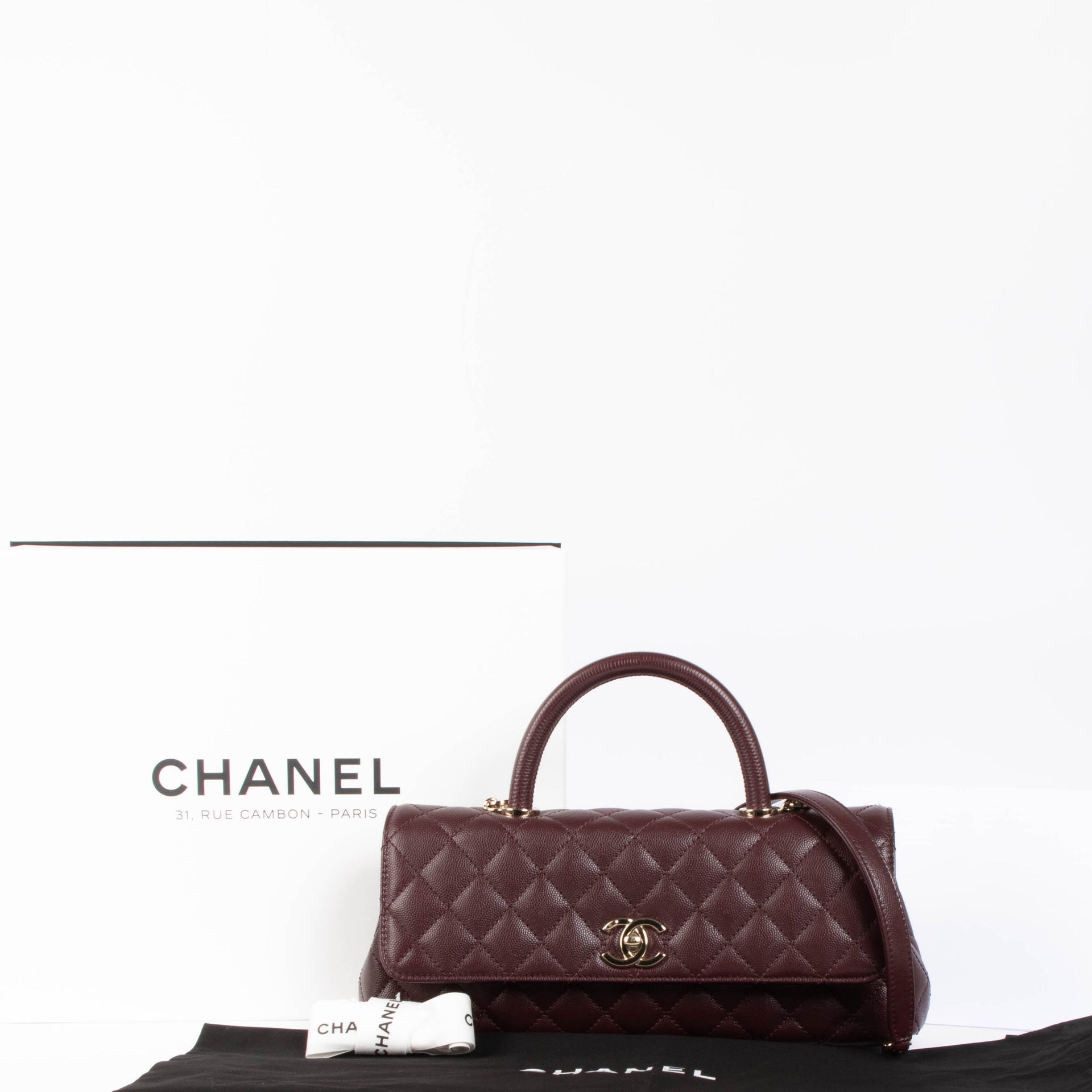 Chanel Burgundy Maxi Flap Top Handle Caviar