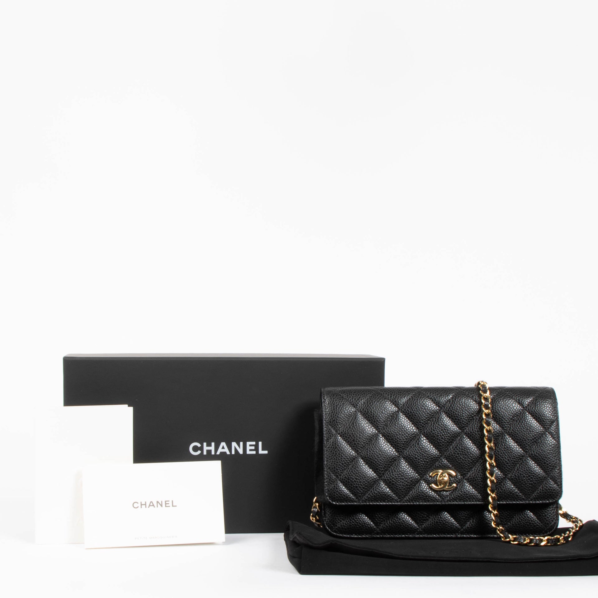 Chanel Black Caviar Wallet On Chain