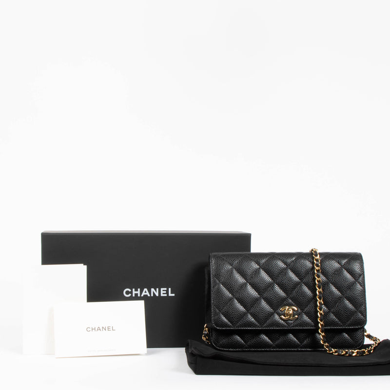 Chanel Black Caviar Wallet On Chain