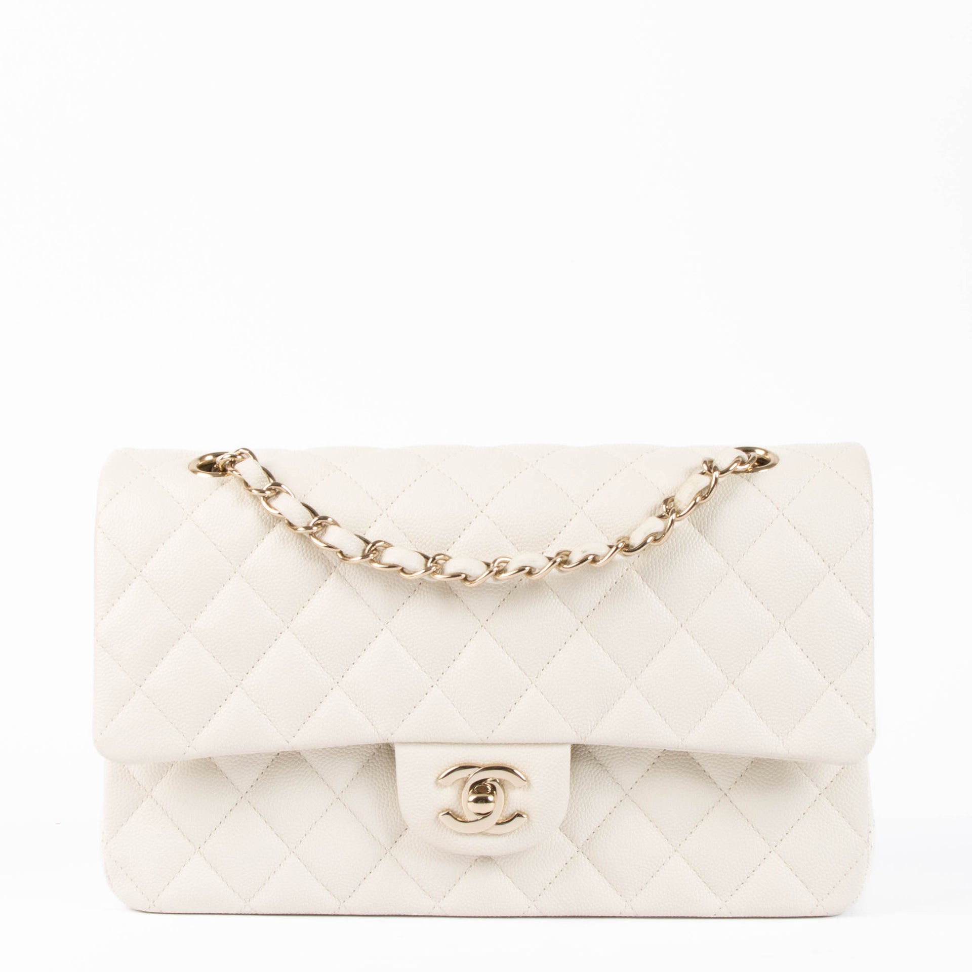 Shop the authentic Chanel Ecru Caviar Medium Classic 11.12 Shoulder Bag second hand on Labellov.com