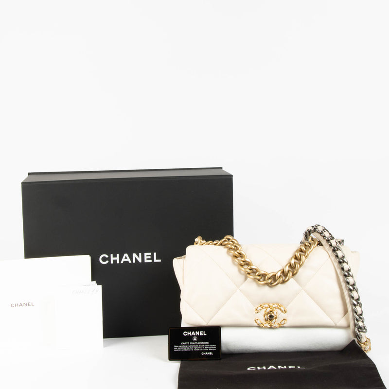 Shop this 100% authentic Chanel Beige Lambskin Large Chanel 19 Bag at Labellov.com