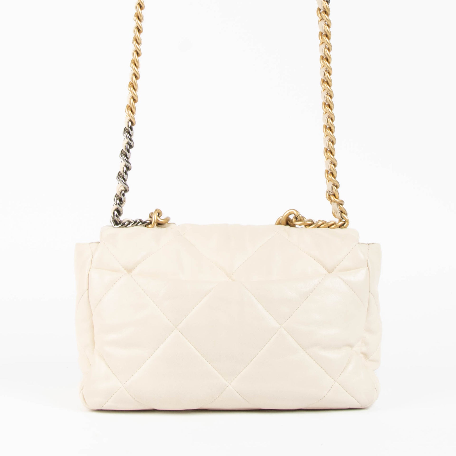 Shop this 100% authentic Chanel Beige Lambskin Large Chanel 19 Bag at Labellov.com