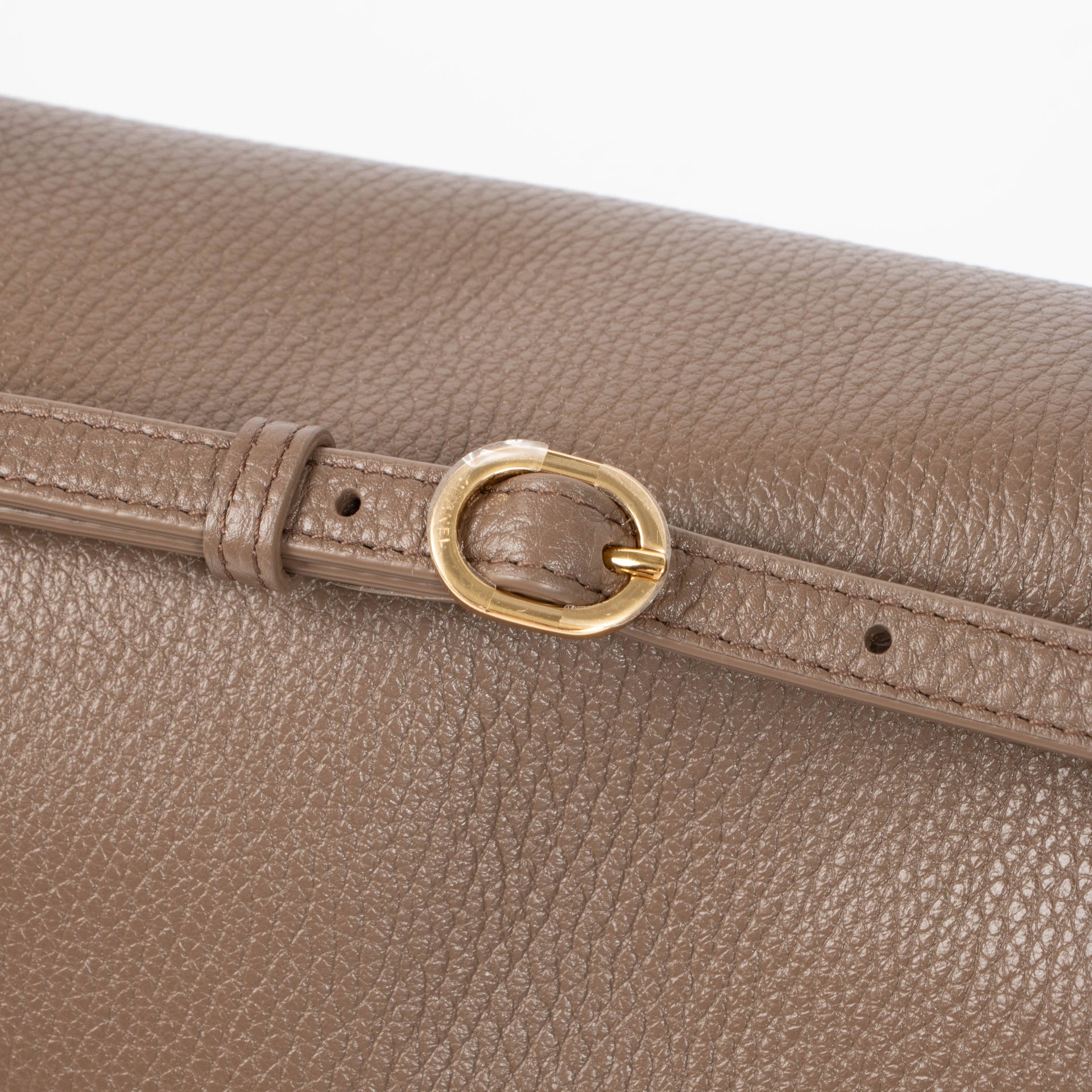 Chanel Light Brown Grained Calfskin Maxi Flap Bag