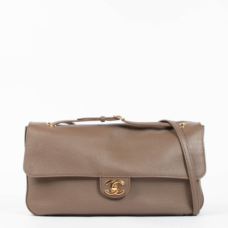 Chanel Light Brown Grained Calfskin Maxi Flap Bag