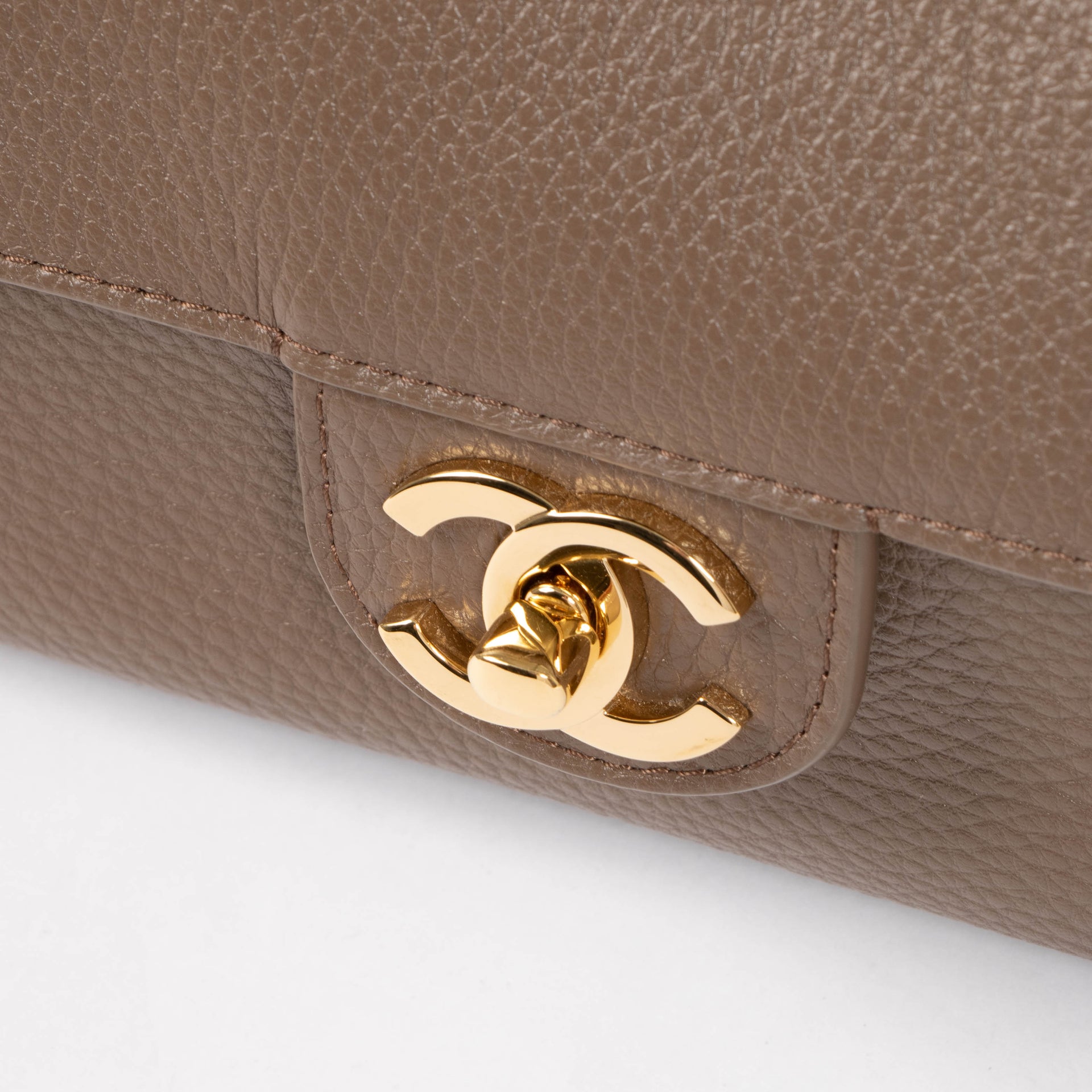 Chanel Light Brown Grained Calfskin Maxi Flap Bag