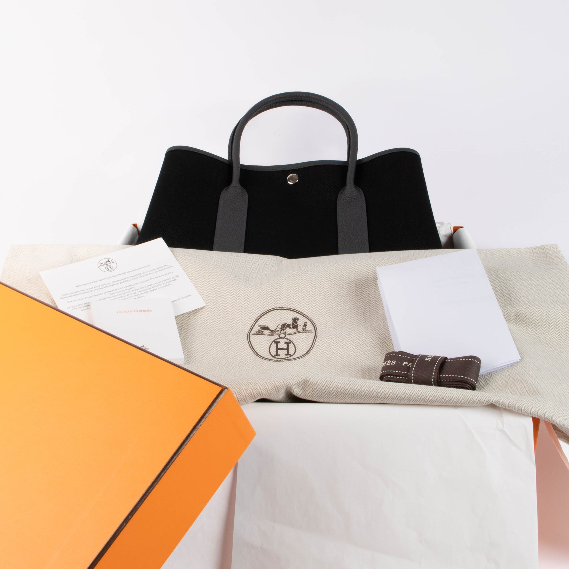Shop the authentic Hermès Garden Party 36 Ardoise/Noir Top Handle brand new on Labellov.com