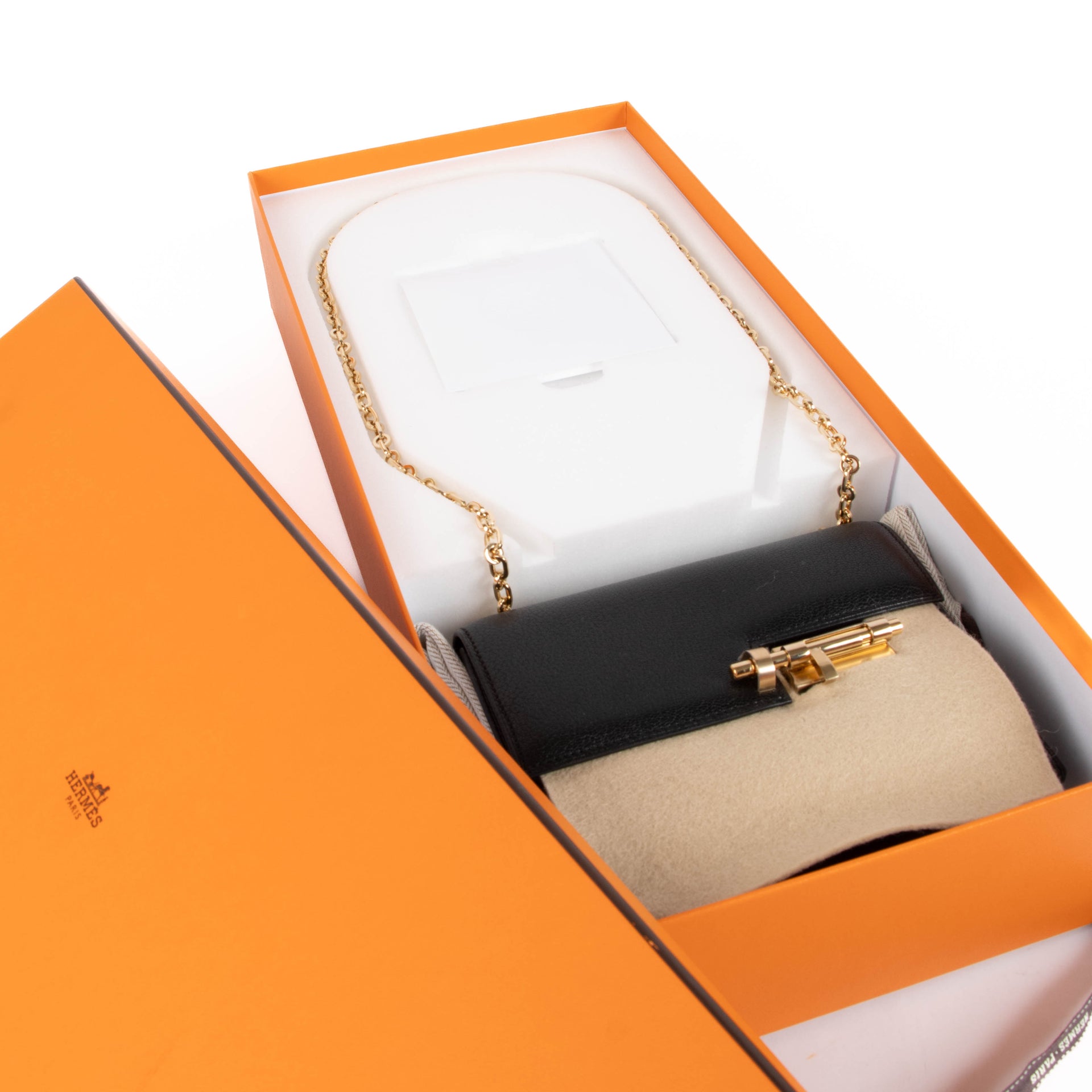 Shop the Hermès Verrou Mini Black Chevre Mysore Shoulder Bag brand-new on Labellov.com