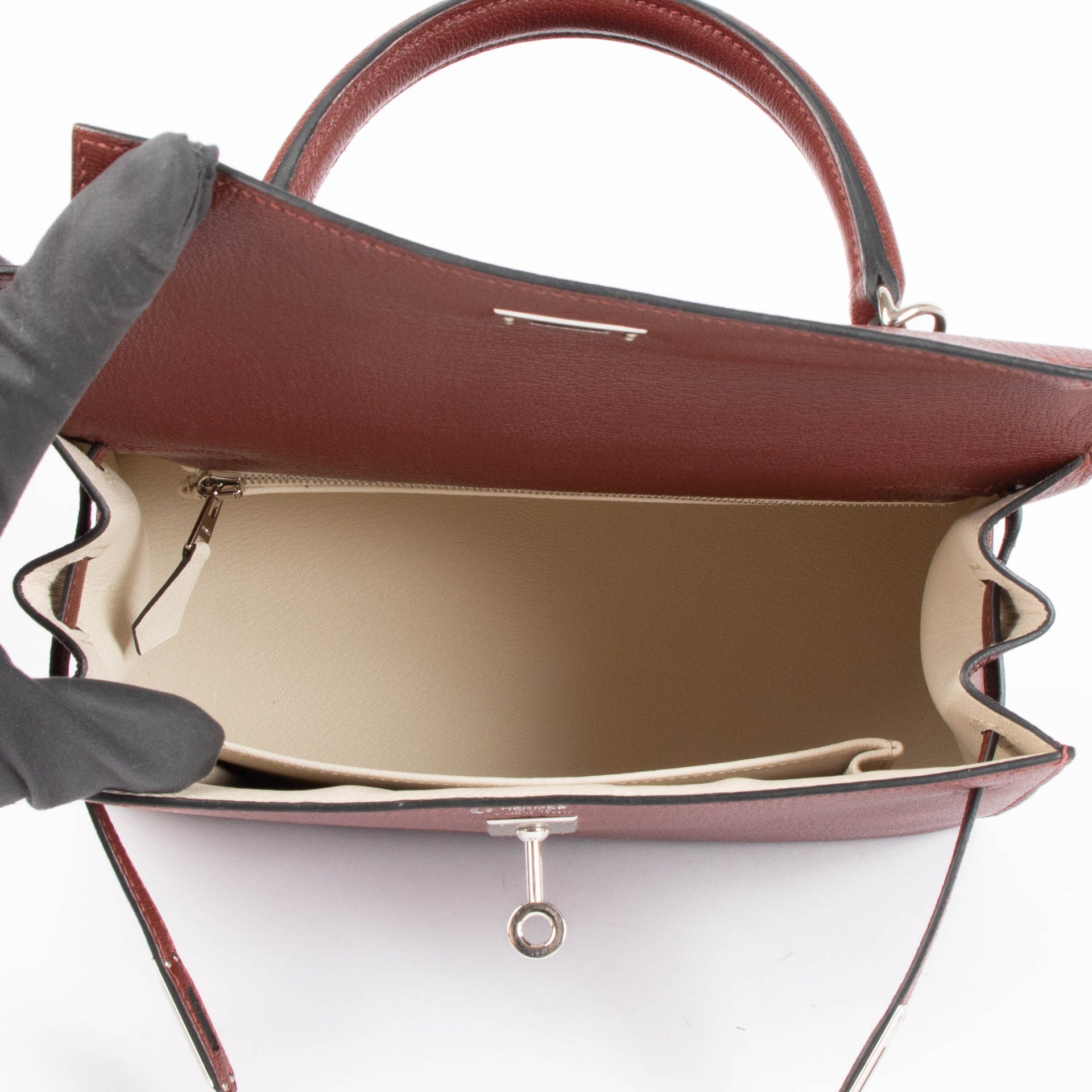 Hermès HSS Kelly 25 Rouge H/Craie Epsom PHW