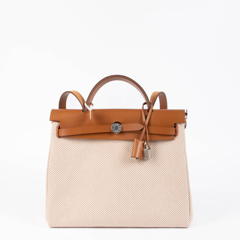 Hermès Herbag Zip 31 Ecru/Beige/Fauve Criss Viking/Hunter PHW