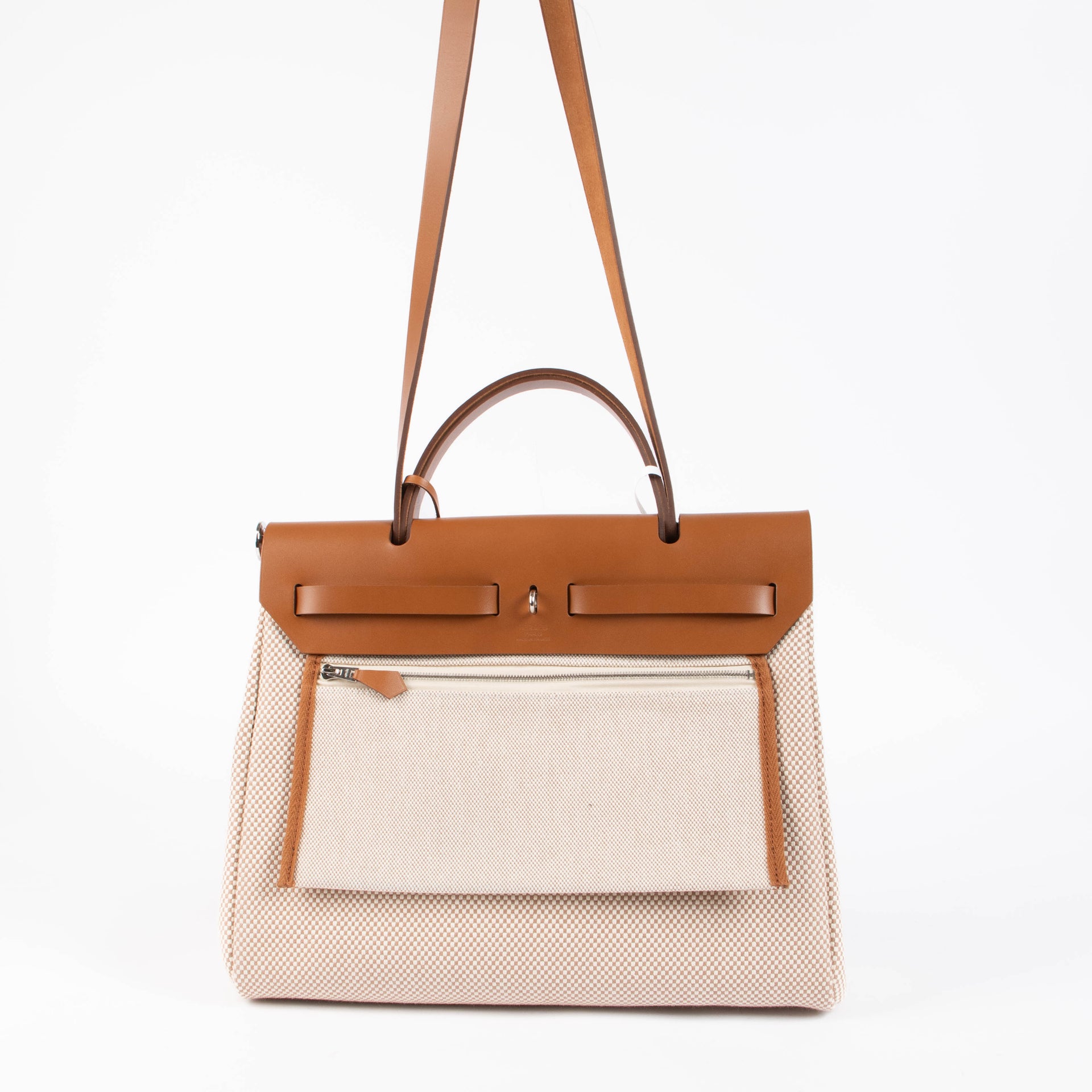 Hermès Herbag Zip 31 Ecru/Beige/Fauve Criss Viking/Hunter PHW