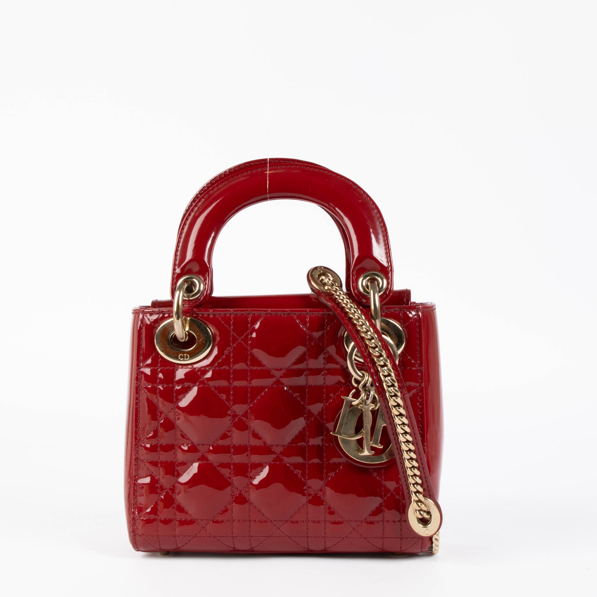 Christian Dior Red Patent Lady Dior Mini