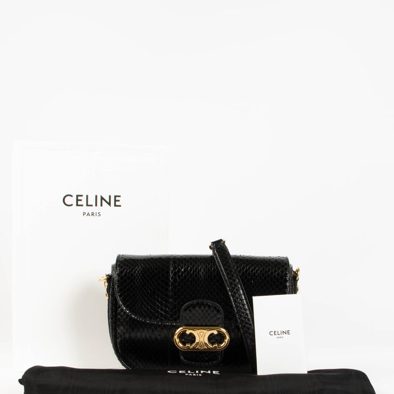 Shop the authentic Celine Black Python Medium Chain Maillon Triomphe Bag second hand on Labellov.com
