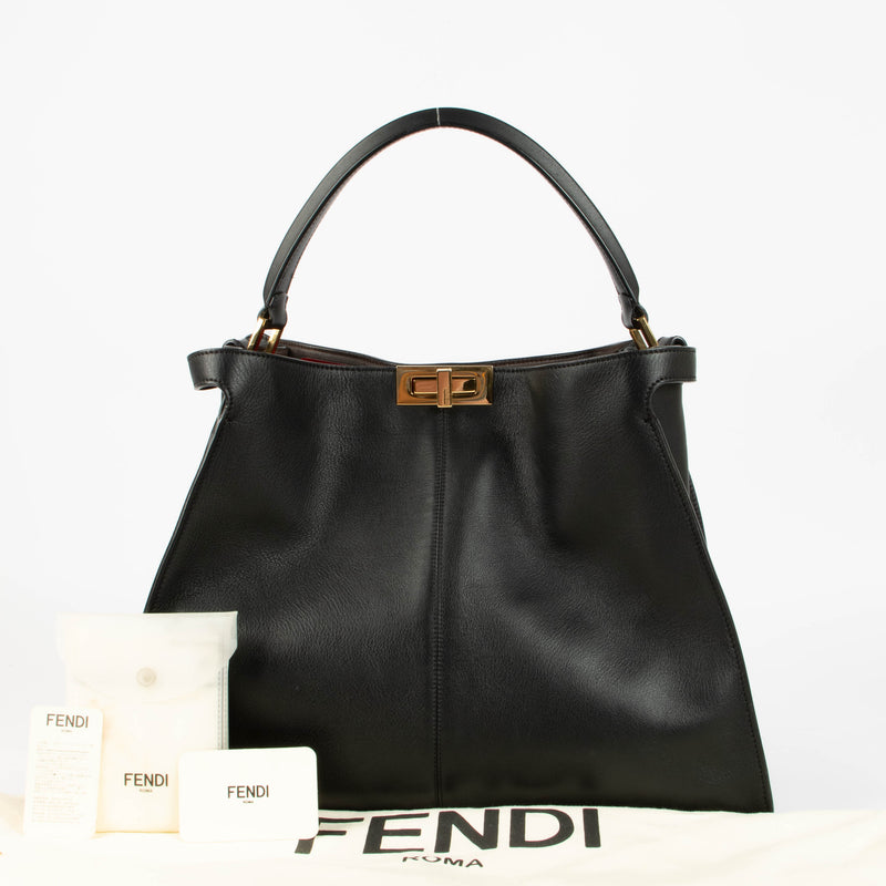 Shop the authentic Fendi Black Peekaboo X-Lite Large Tote Bag second hand on Labellov.com