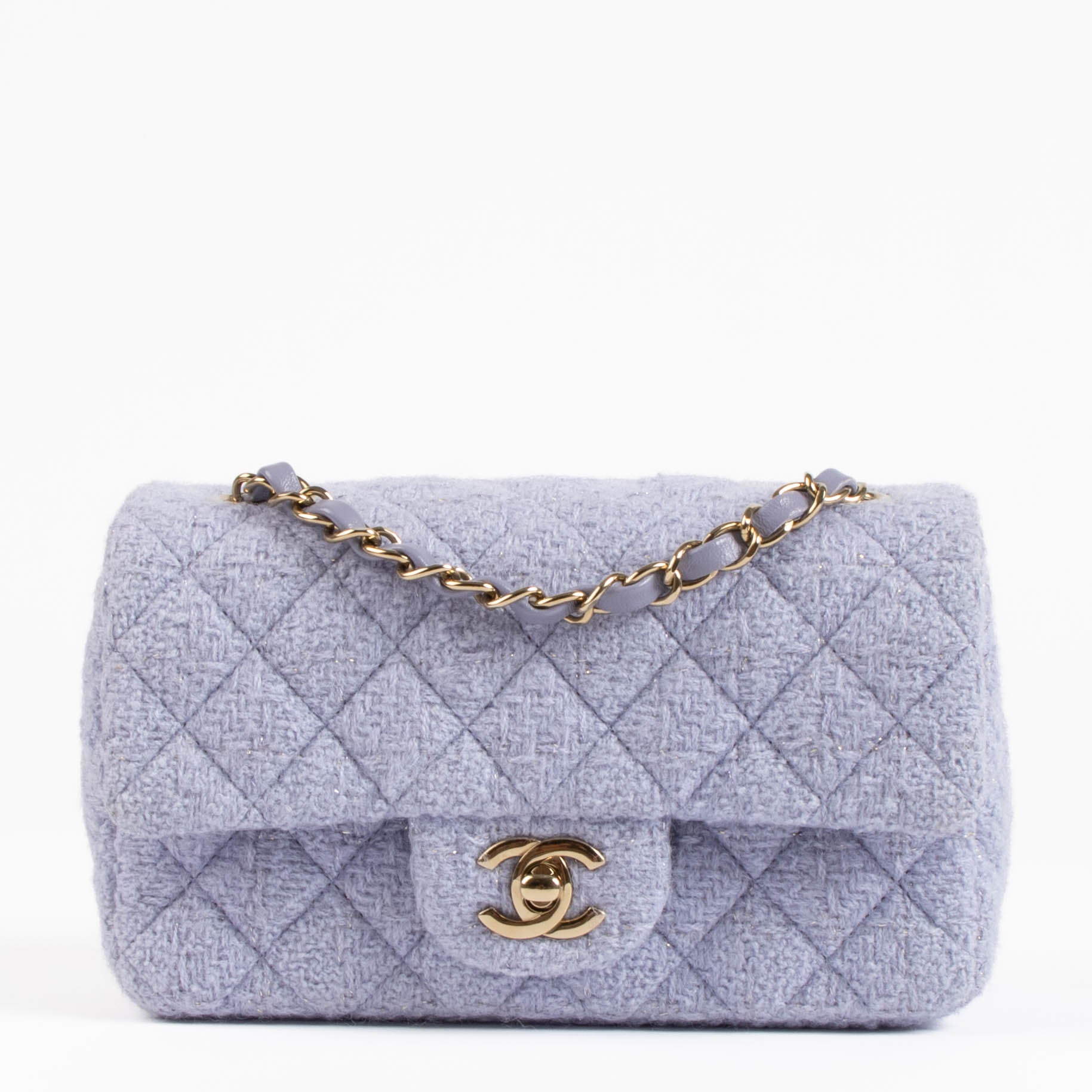 Chanel Purple Tweed Mini Classic Rectangular Bag