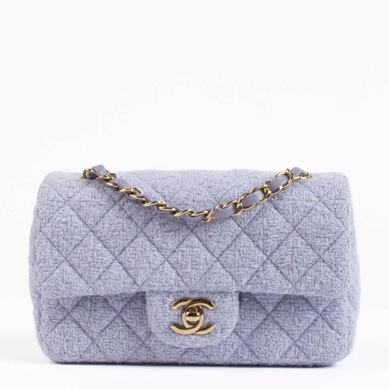Chanel Purple Tweed Mini Classic Rectangular Bag