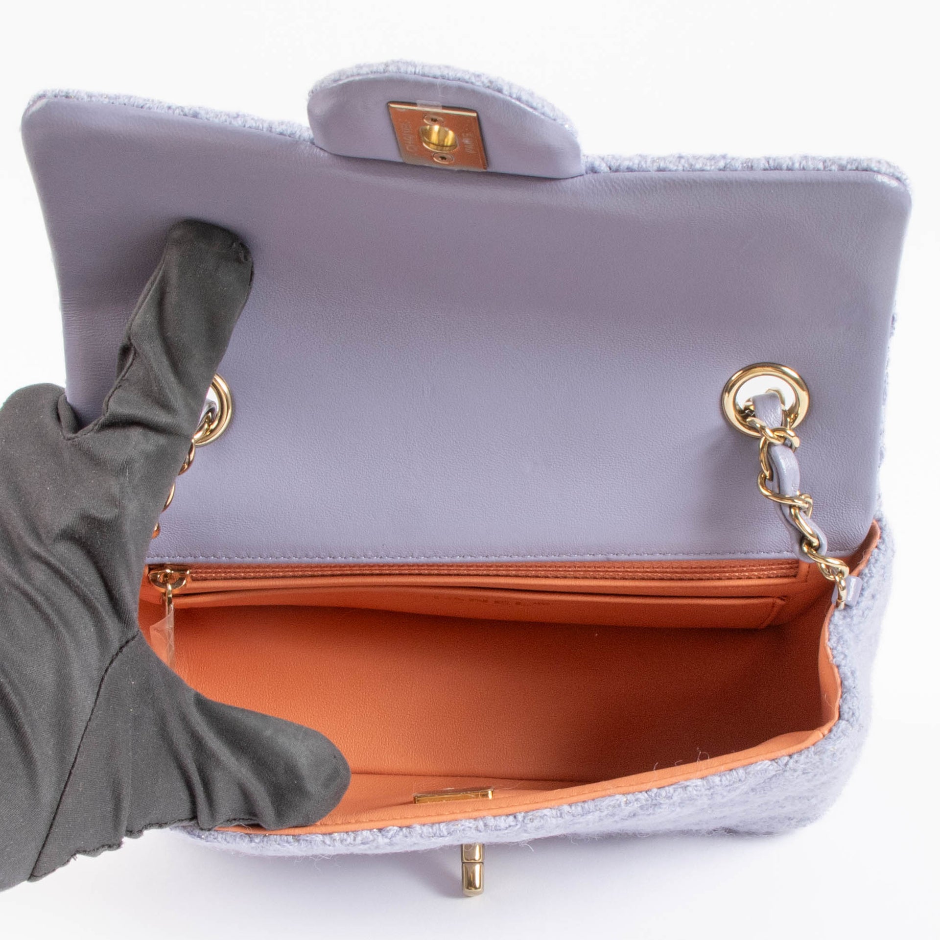 Chanel Purple Tweed Mini Classic Rectangular Bag