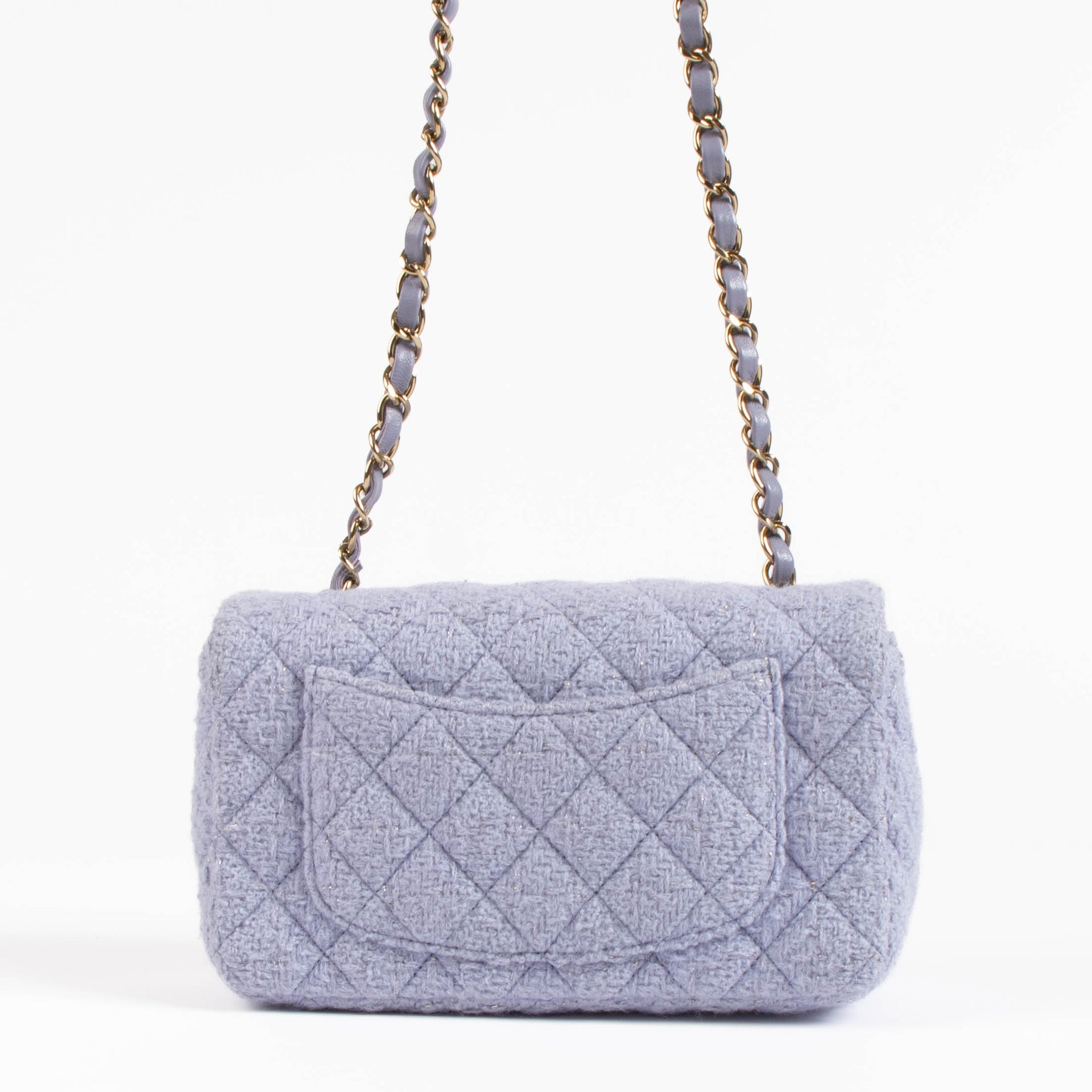 Chanel Purple Tweed Mini Classic Rectangular Bag
