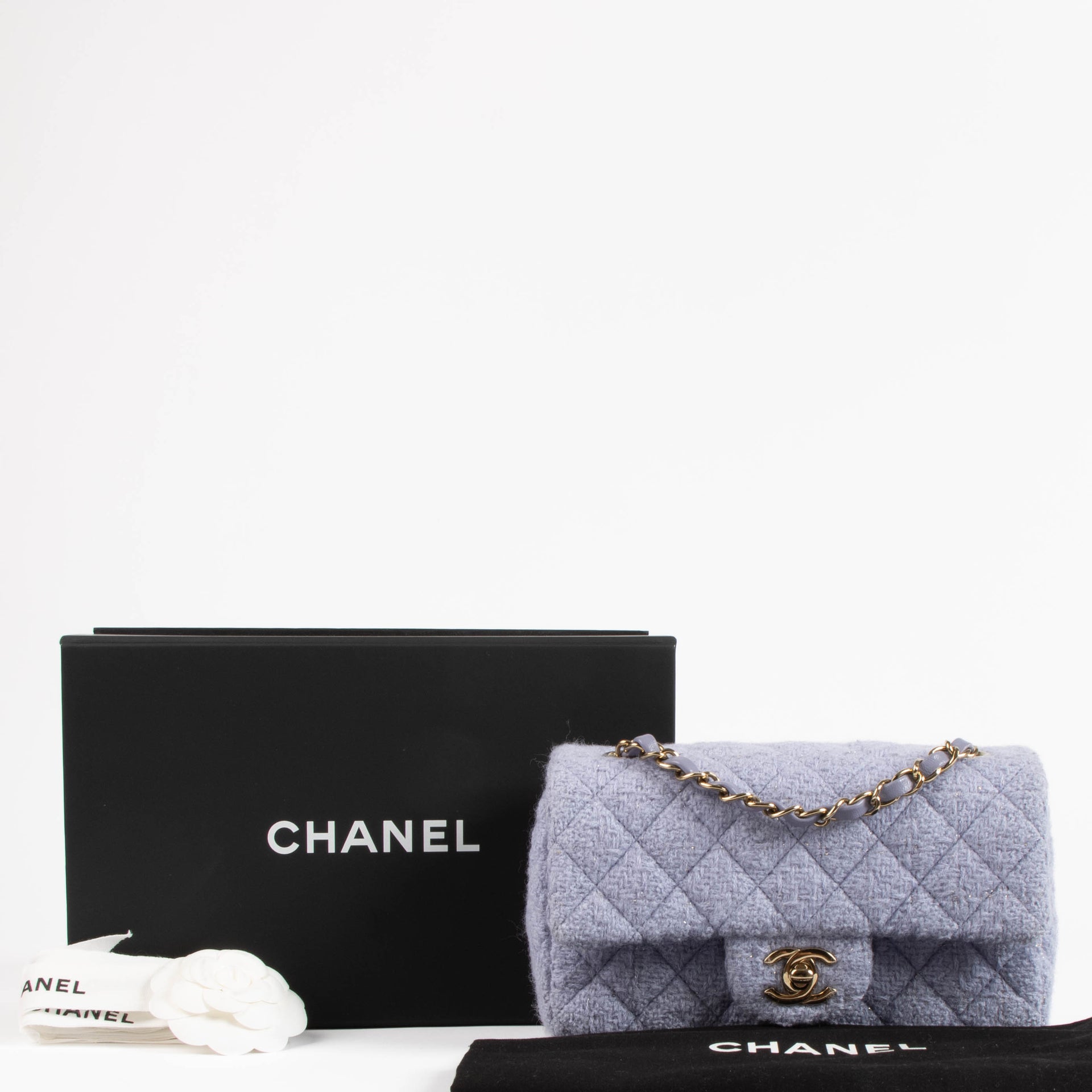Chanel Purple Tweed Mini Classic Rectangular Bag