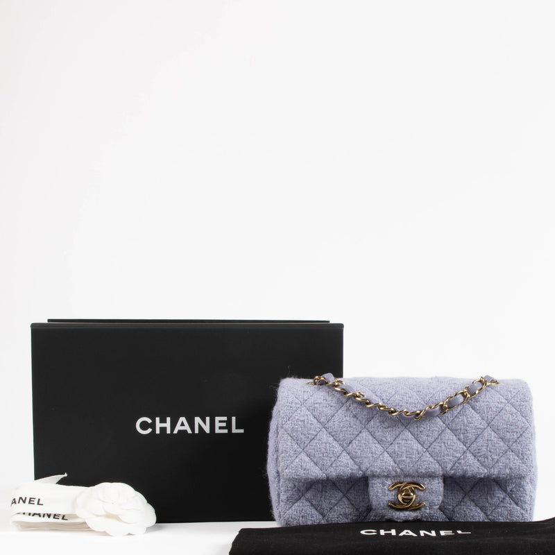 Chanel Purple Tweed Mini Classic Rectangular Bag