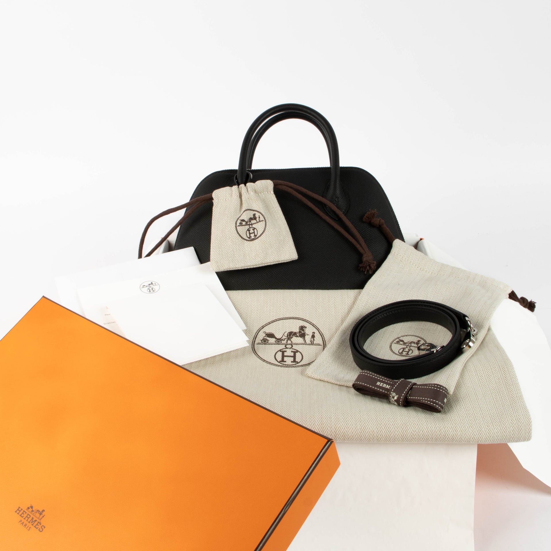 Hermès Bolide 1923 25 Black Epsom PHW