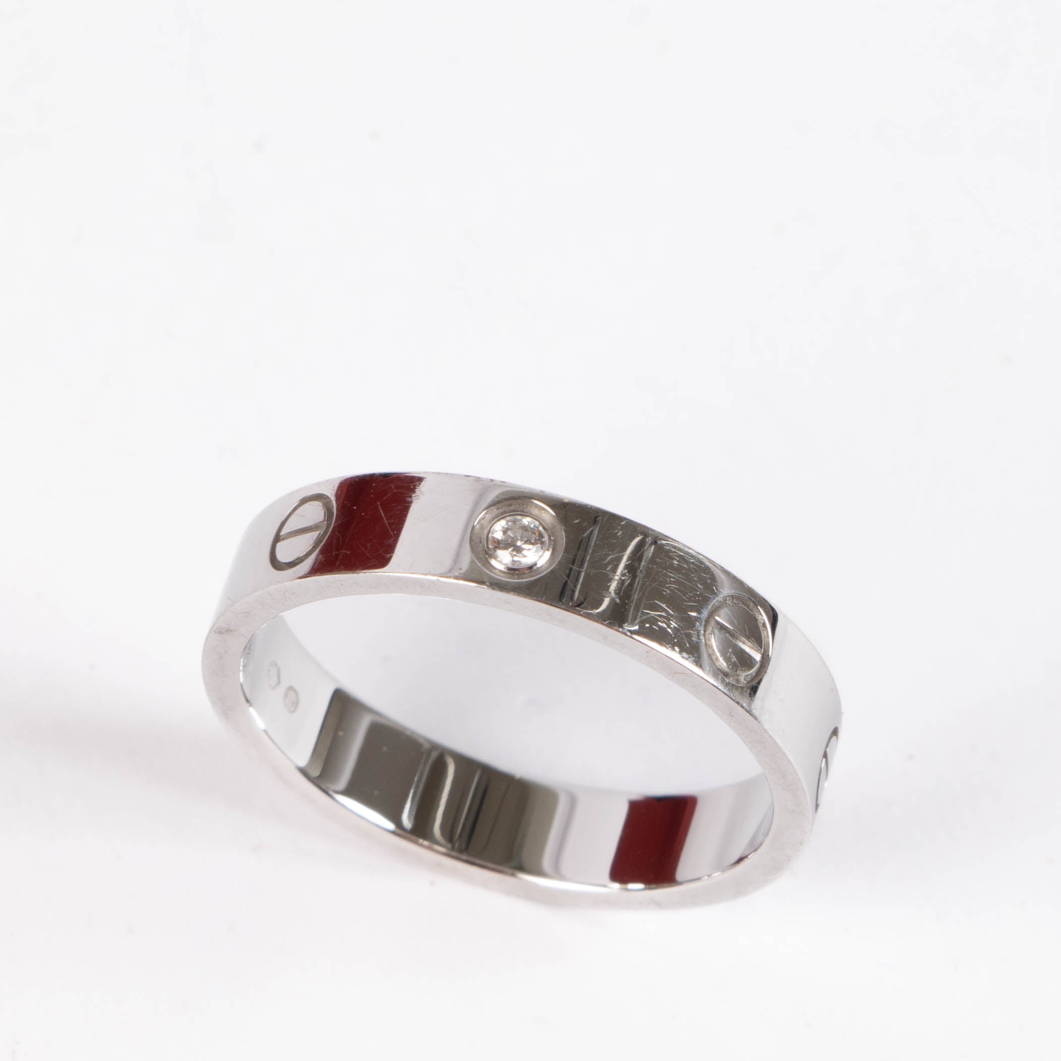 Cartier White Gold LOVE Ring Small Model 1 Diamond - Size 56