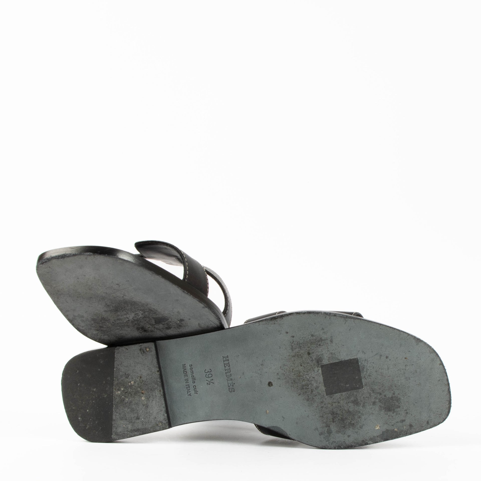 Hermes Black Oran Sandals - Size 39