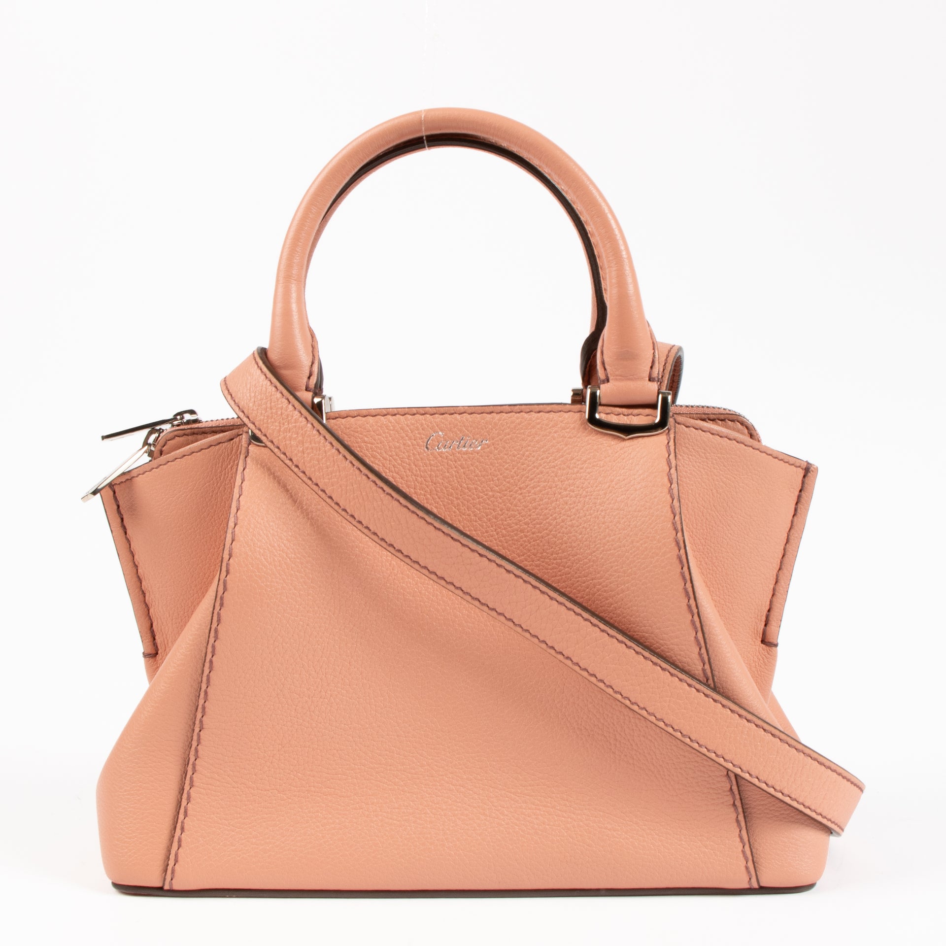 Cartier Peach Leather Mini C De Cartier Satchel Bag