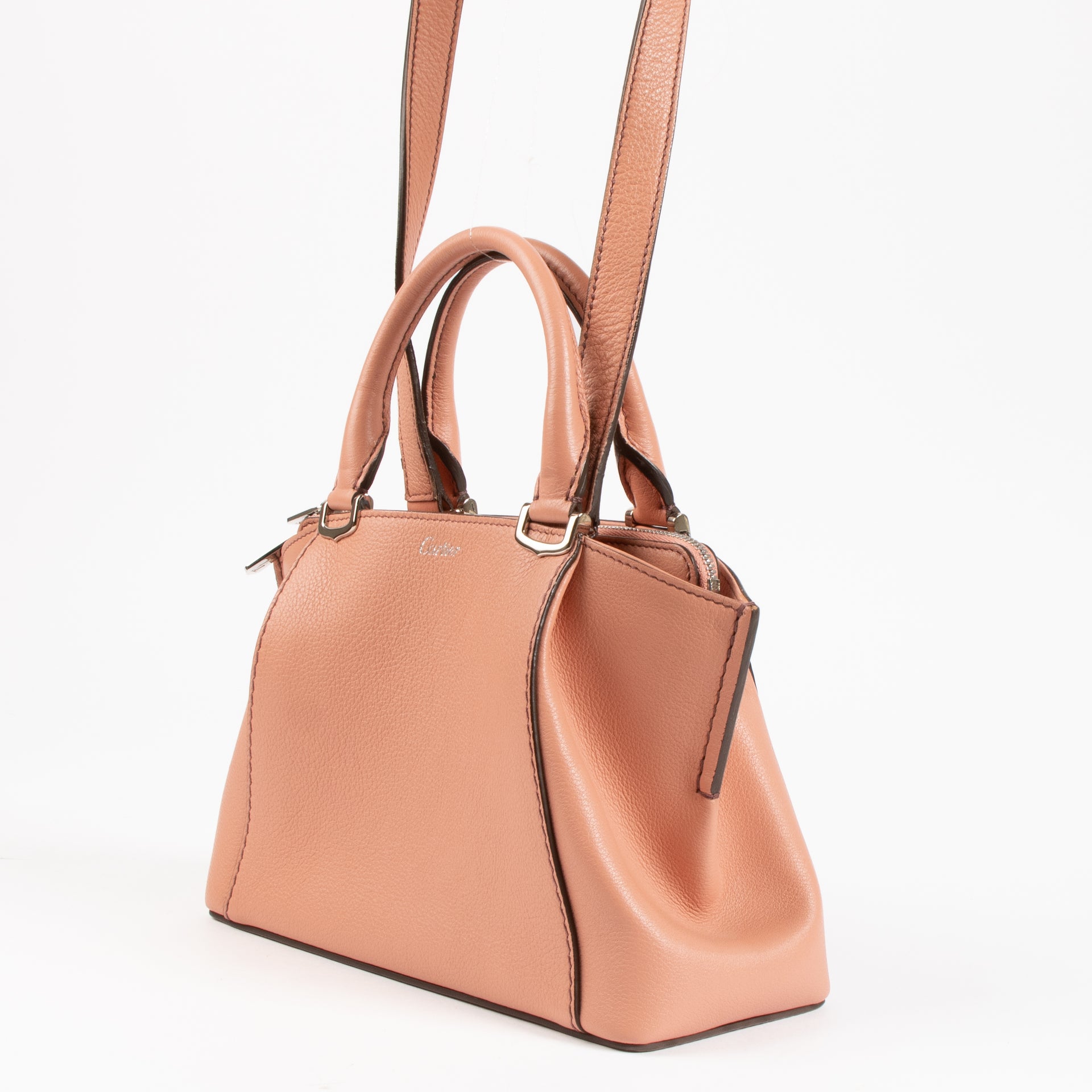 Cartier Peach Leather Mini C De Cartier Satchel Bag