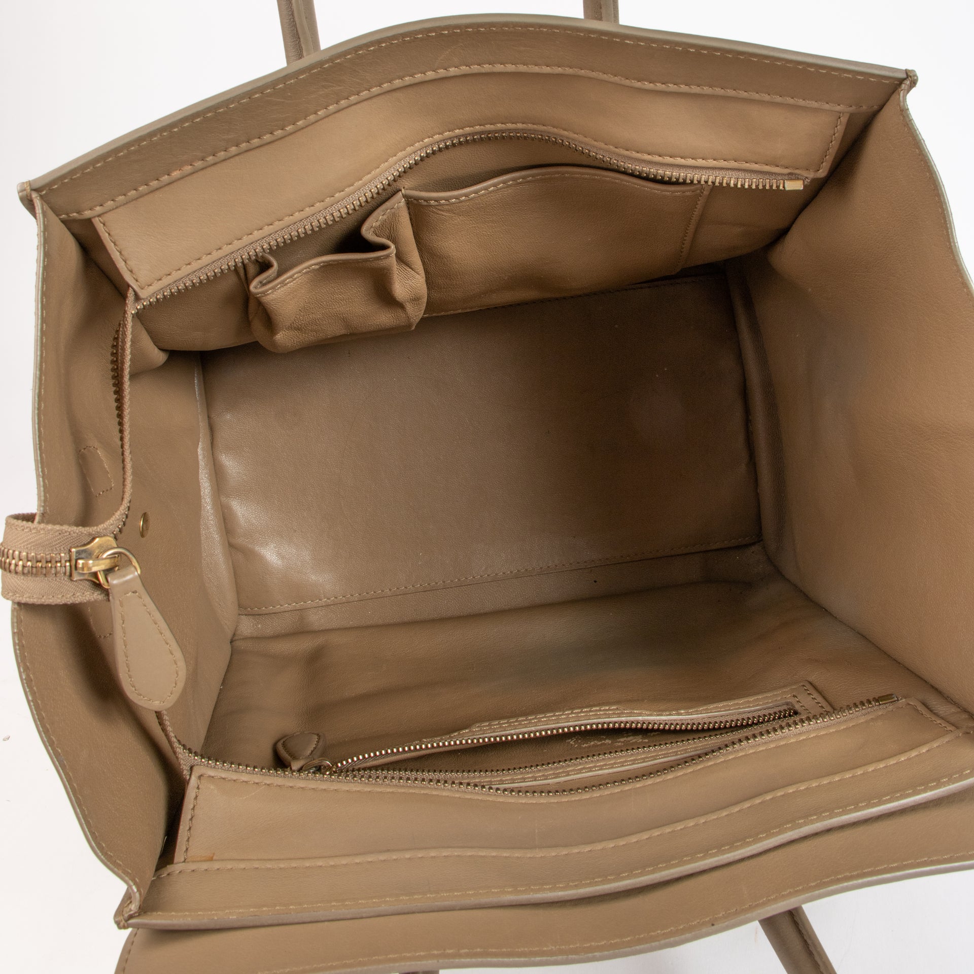 Celine Taupe Leather Mini Luggage Tote Bag