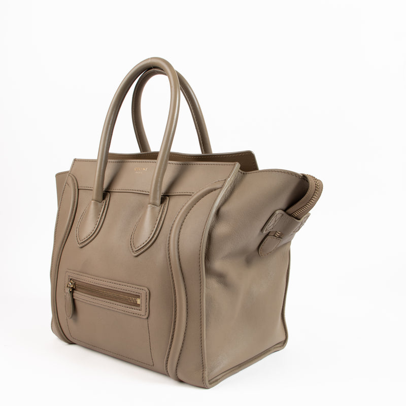 Celine Taupe Leather Mini Luggage Tote Bag