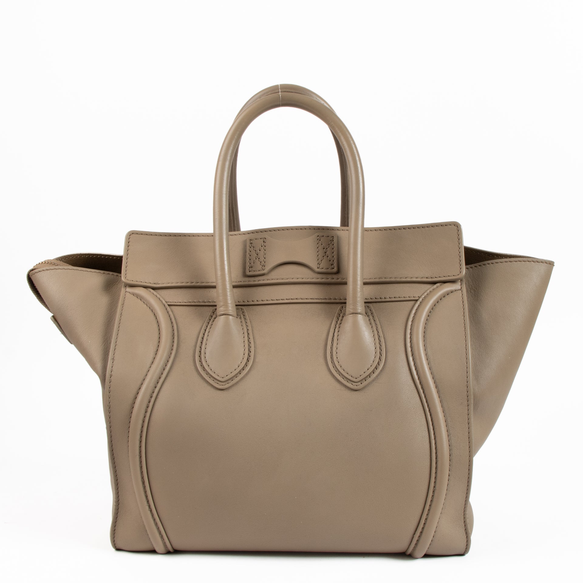 Celine Taupe Leather Mini Luggage Tote Bag