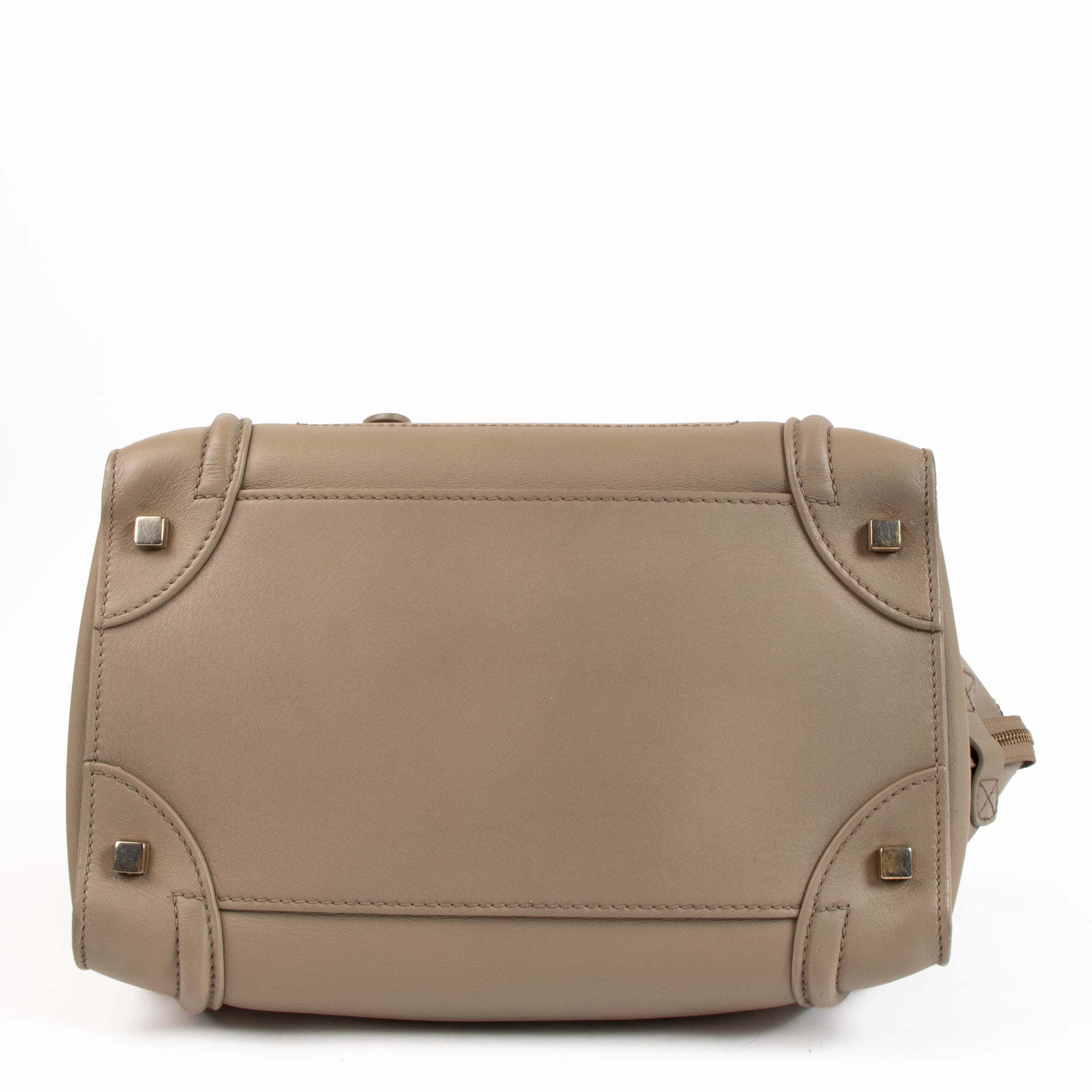 Celine Taupe Leather Mini Luggage Tote Bag