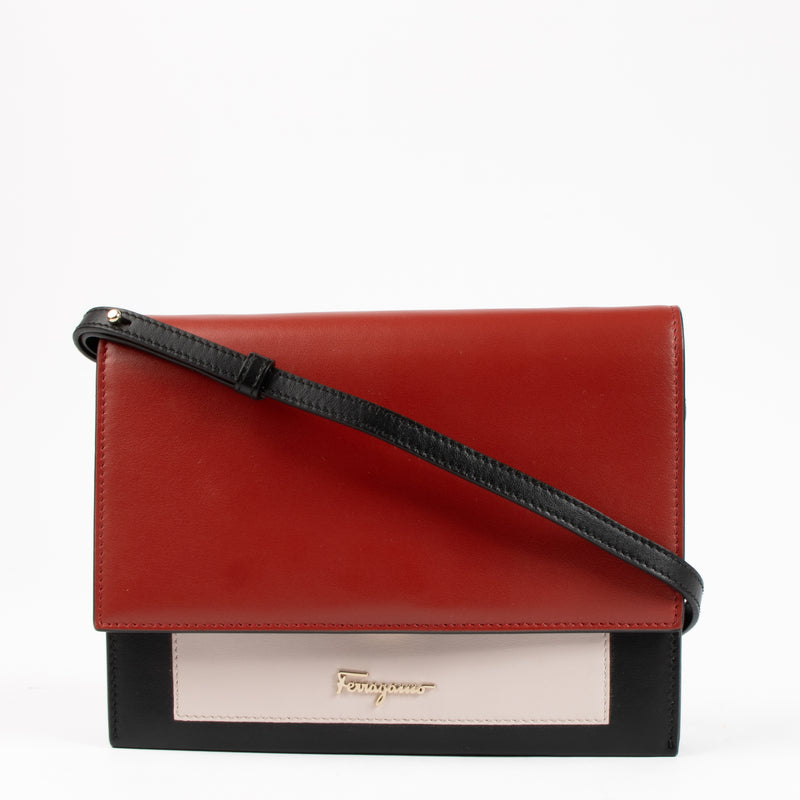 Ferragamo Tricolor Leather Shoulder Bag