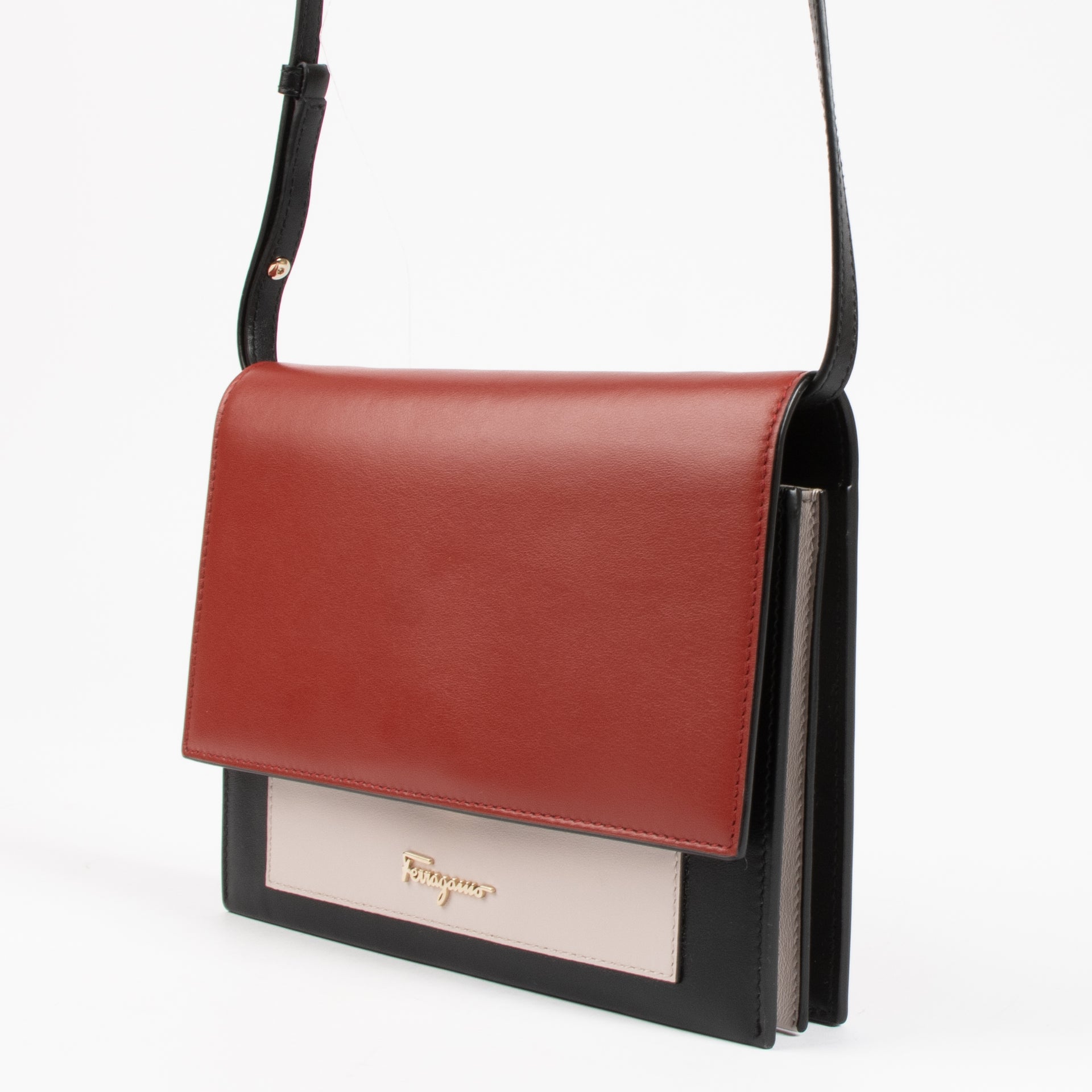 Ferragamo Tricolor Leather Shoulder Bag