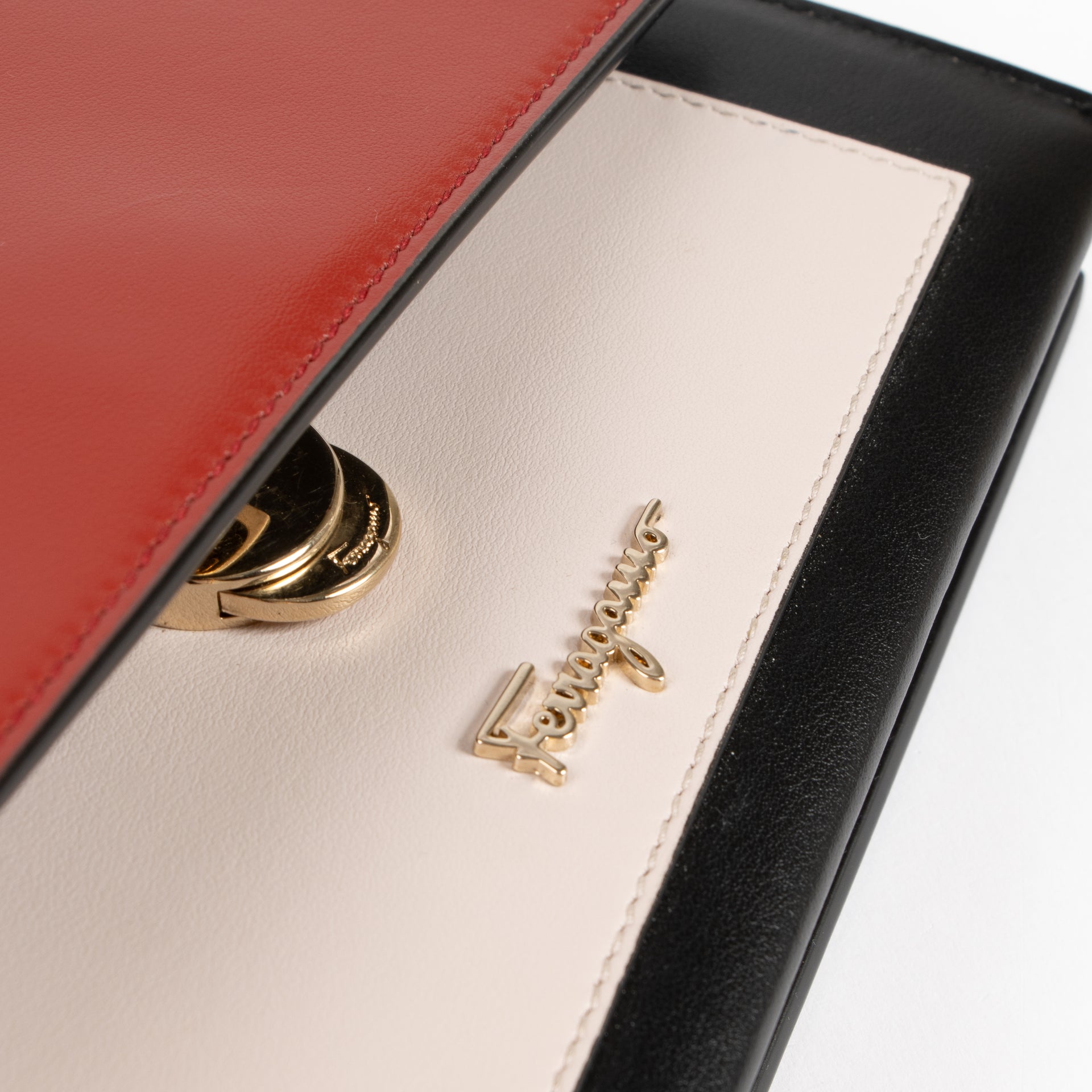 Ferragamo Tricolor Leather Shoulder Bag