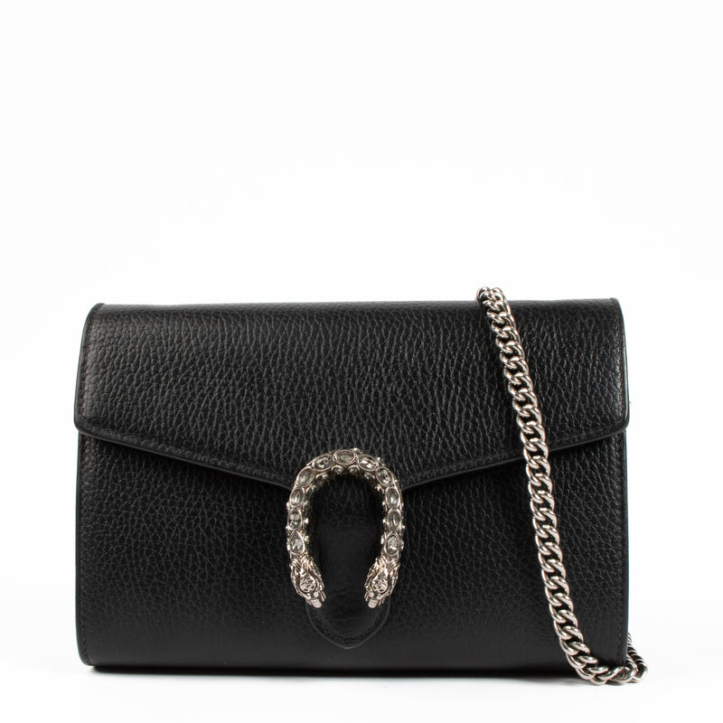 Gucci Black Leather Dionysus Wallet On Chain
