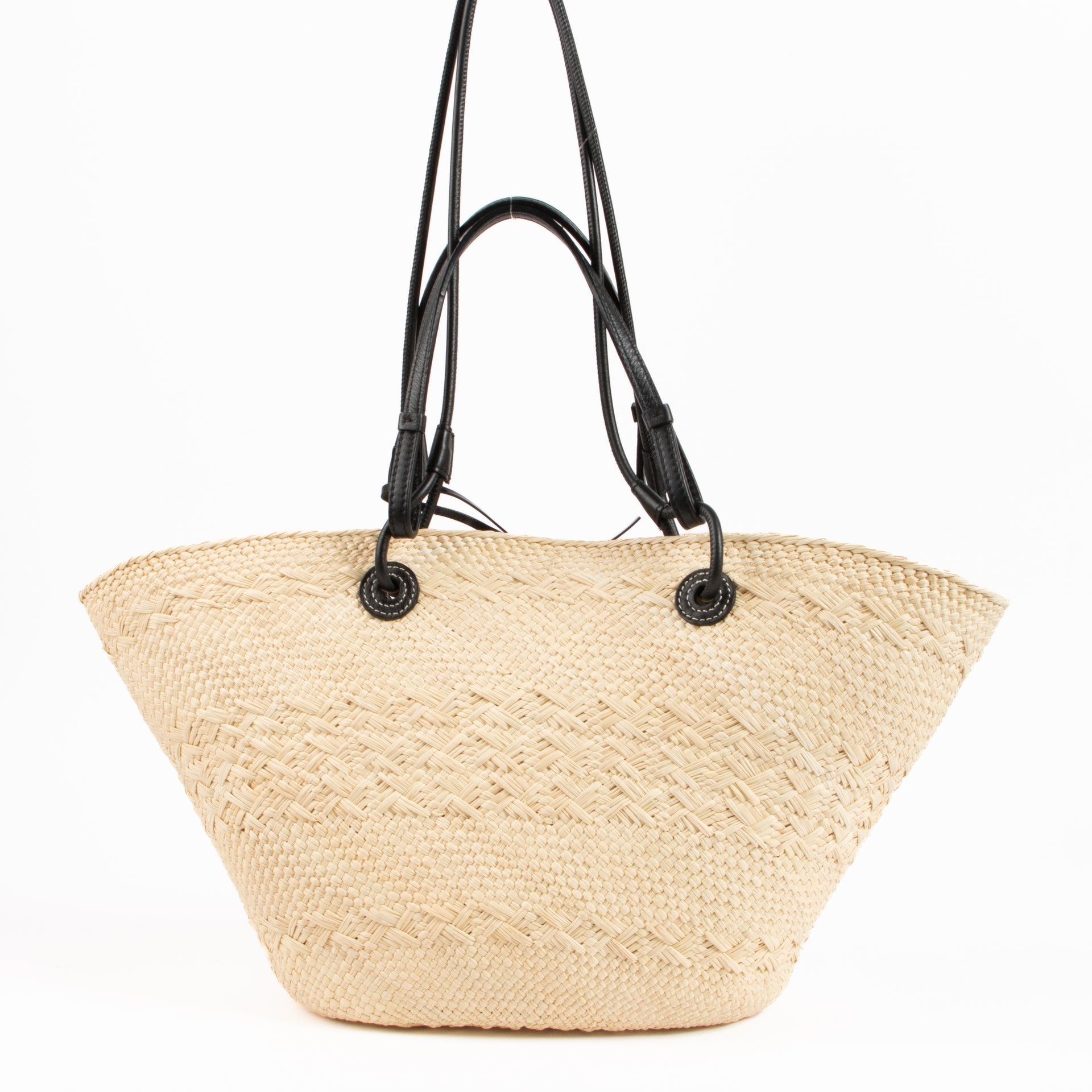 Loewe Iraca Palm/Calfskin Medium Anagram Basket Bag