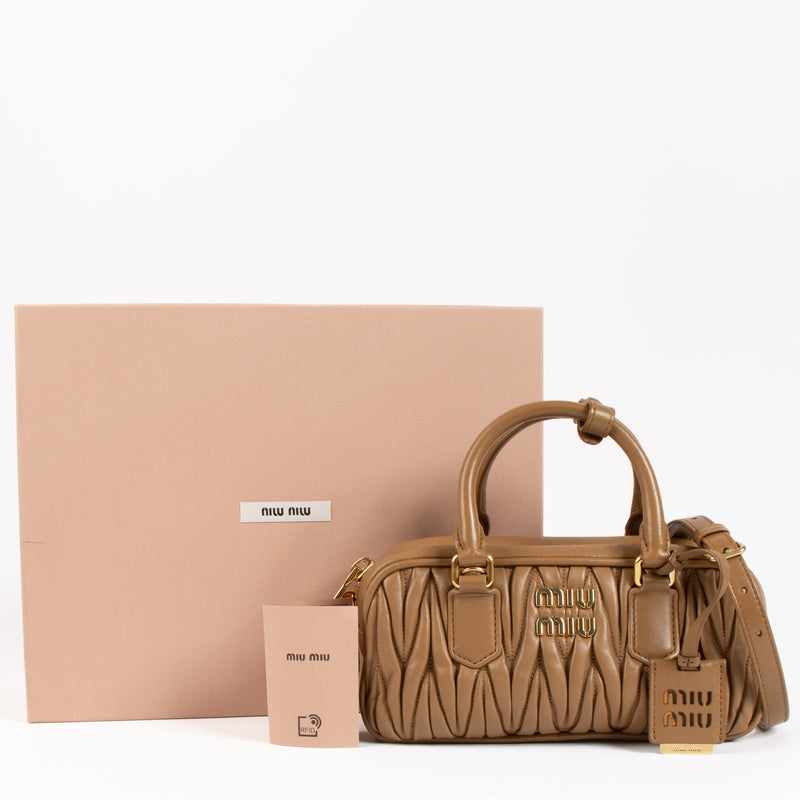 Miu Miu Caramel Matelasse Nappa Arcadie Bag