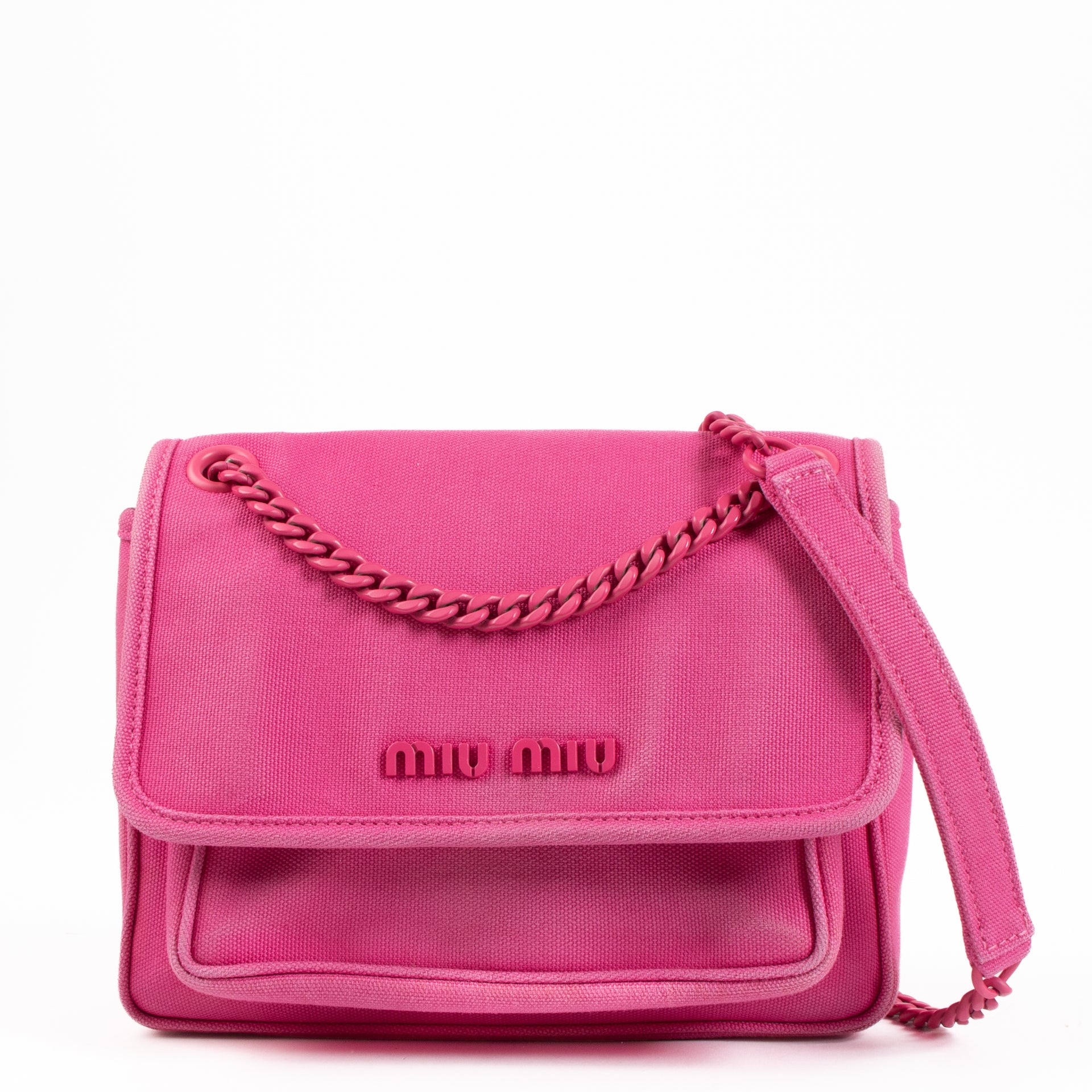 Miu Miu Pink Canapa Canvas Shoulder Bag