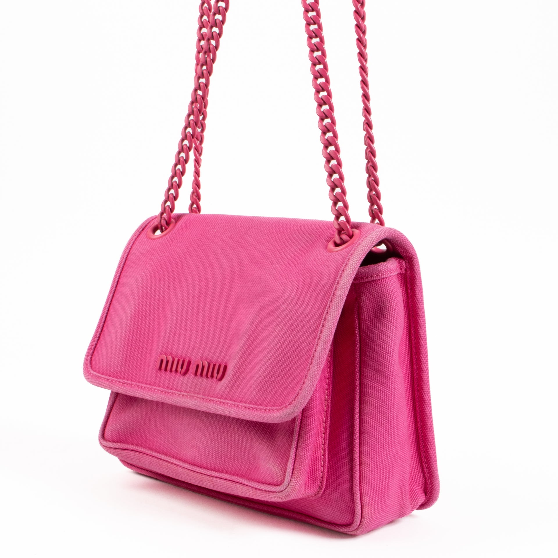 Miu Miu Pink Canapa Canvas Shoulder Bag