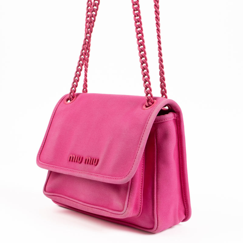 Miu Miu Pink Canapa Canvas Shoulder Bag