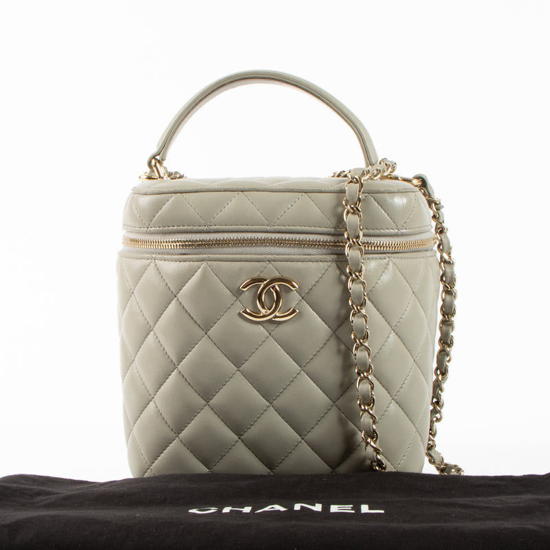 Shop the 100% authentic Chanel Grey Lambskin Trendy CC Vanity Case Bag second hand on Labellov.com!