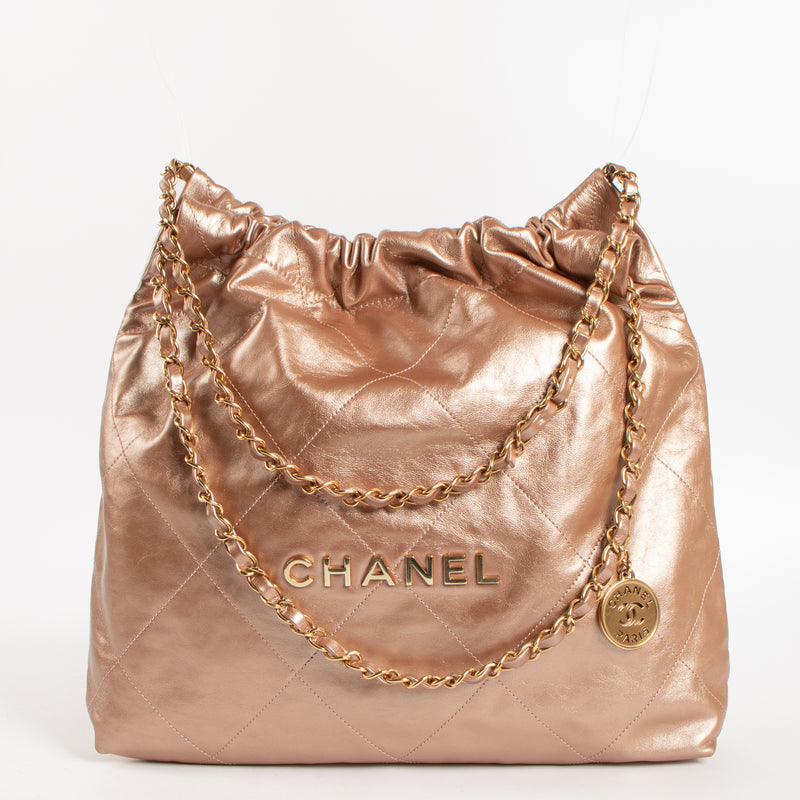 Chanel Rose Gold Calfskin Chanel 22 Medium Bag