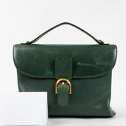 Show this authentic Delvaux Green Leather Brillant Briefcase pre-loved on Labellov.com