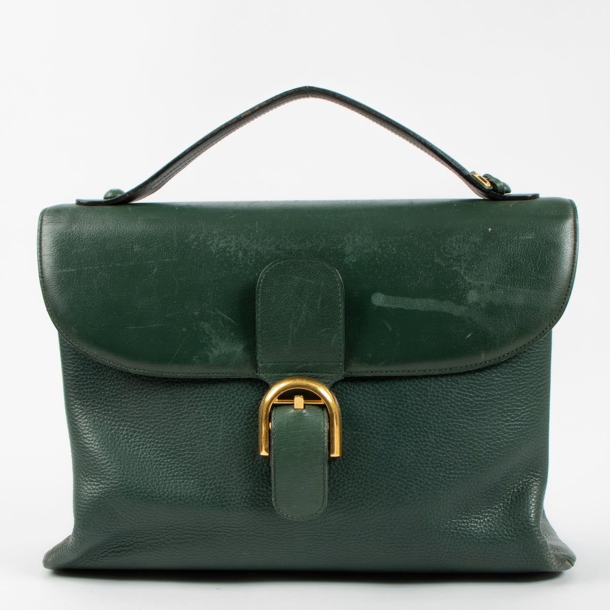 Show this authentic Delvaux Green Leather Brillant Briefcase pre-loved on Labellov.com